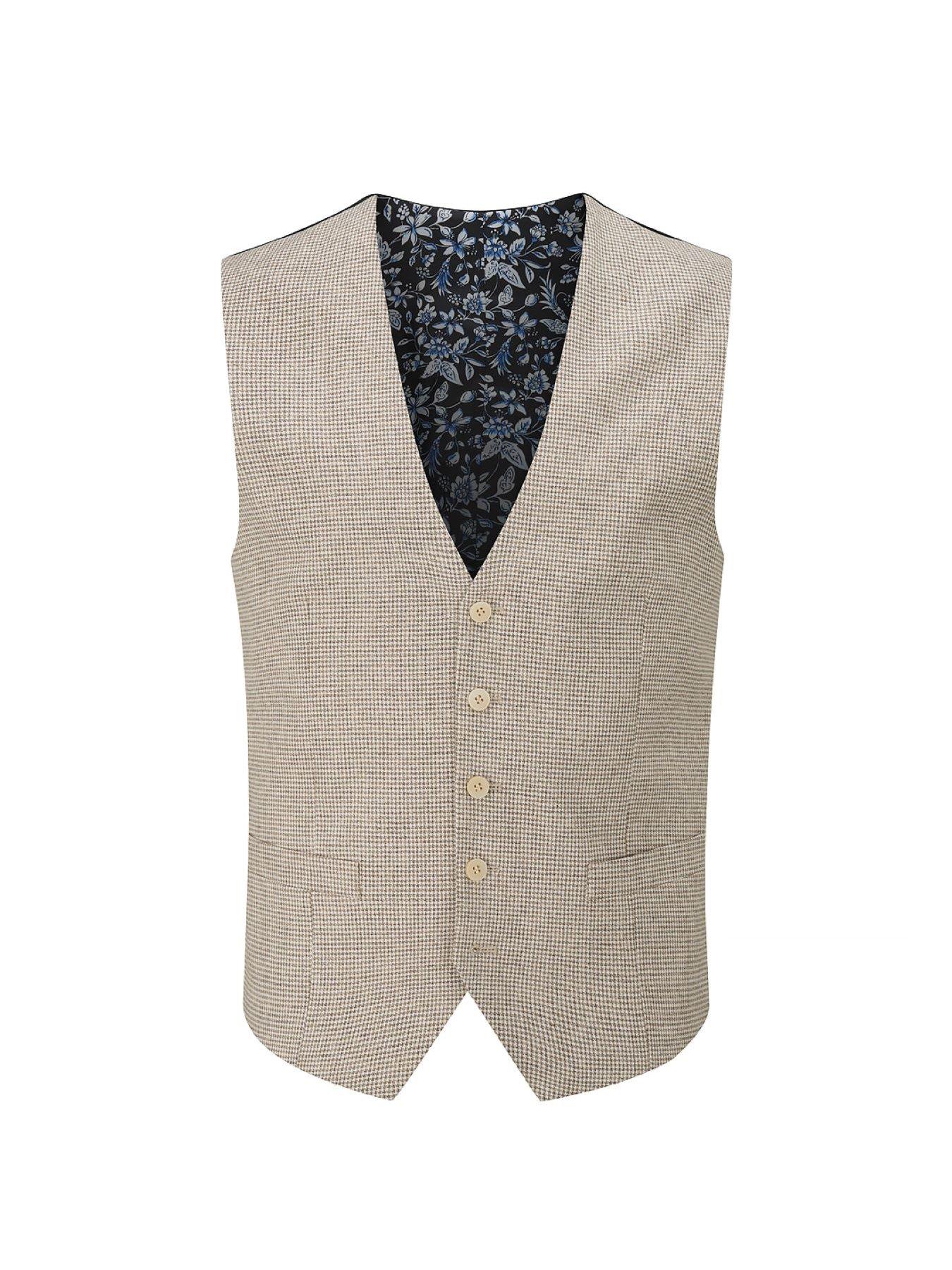 Image 5 of 5 of Skopes Aurelio Houndstooth Waistcoat&nbsp;- Beige