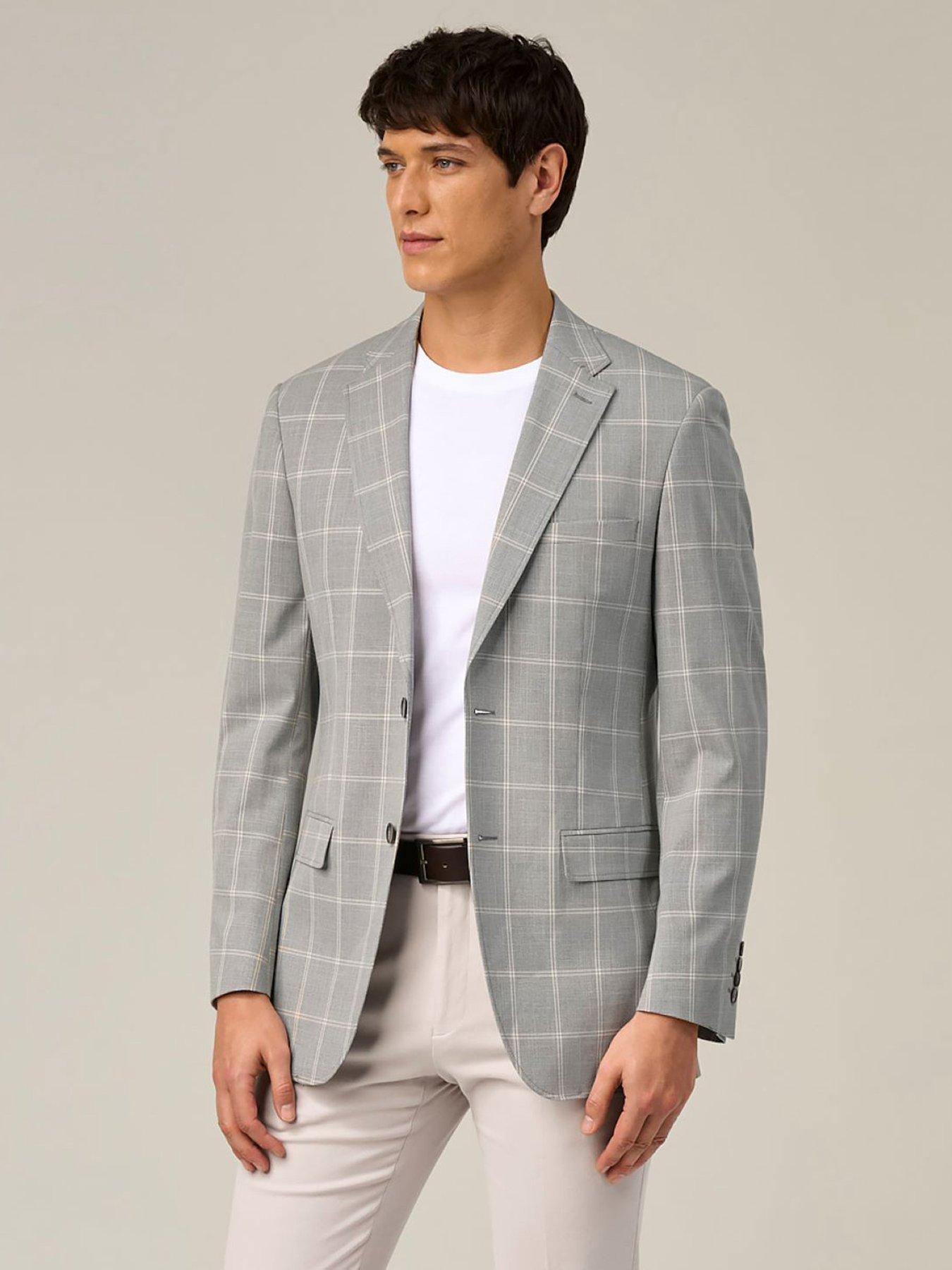 Image 1 of 7 of Skopes Burkart Check Tailored Fit Suit Jacket - Grey