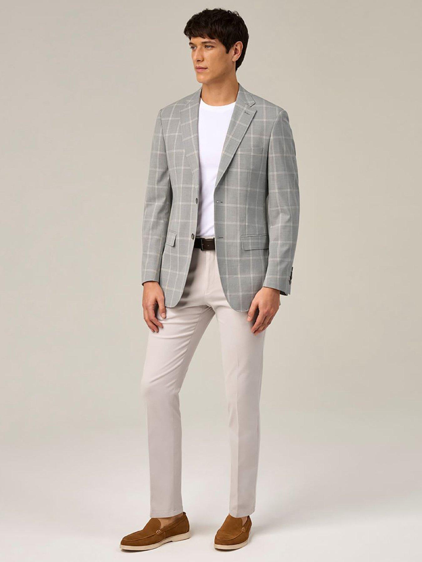Image 3 of 7 of Skopes Burkart Check Tailored Fit Suit Jacket - Grey
