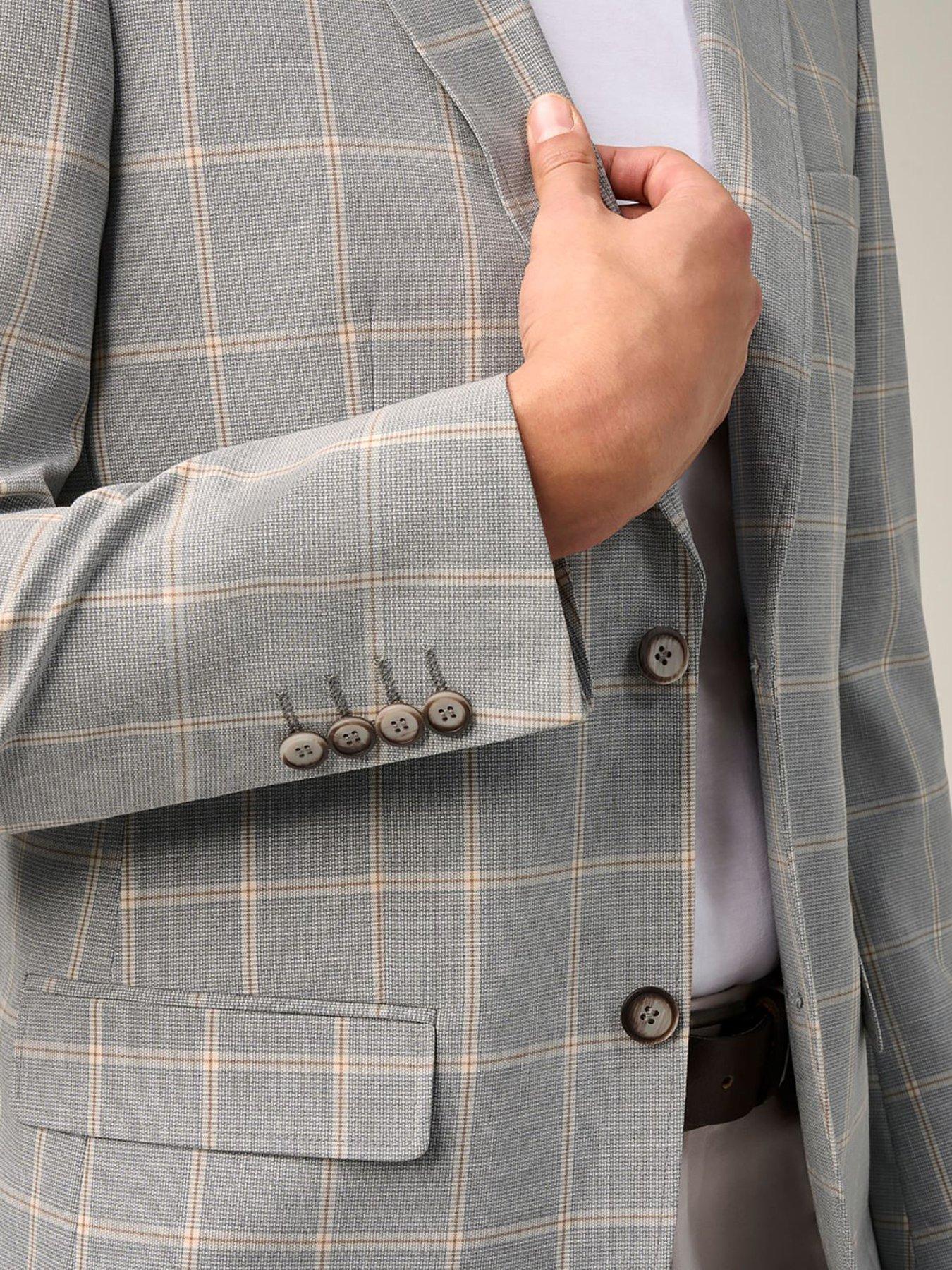 Image 4 of 7 of Skopes Burkart Check Tailored Fit Suit Jacket - Grey