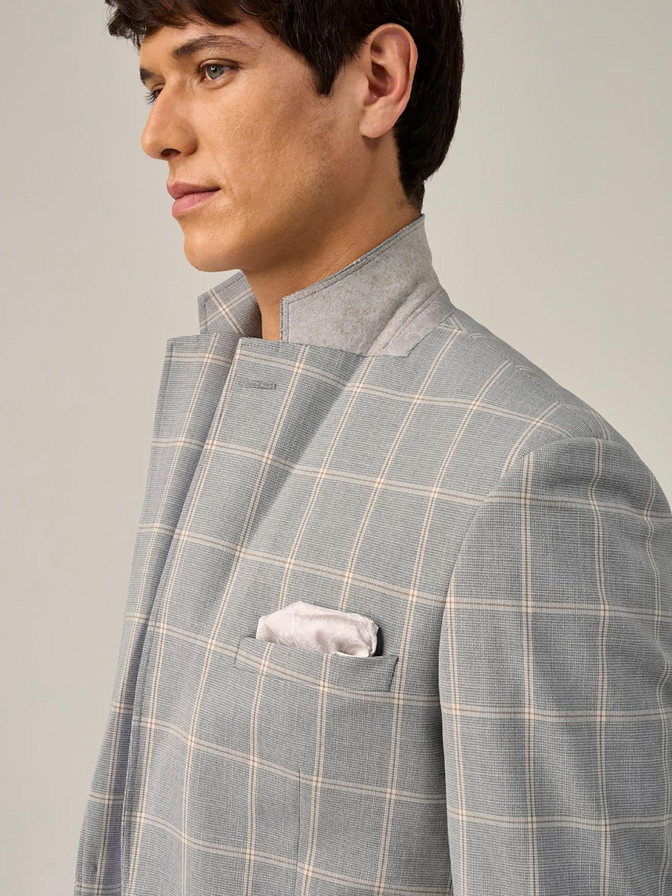 Image 5 of 7 of Skopes Burkart Check Tailored Fit Suit Jacket - Grey