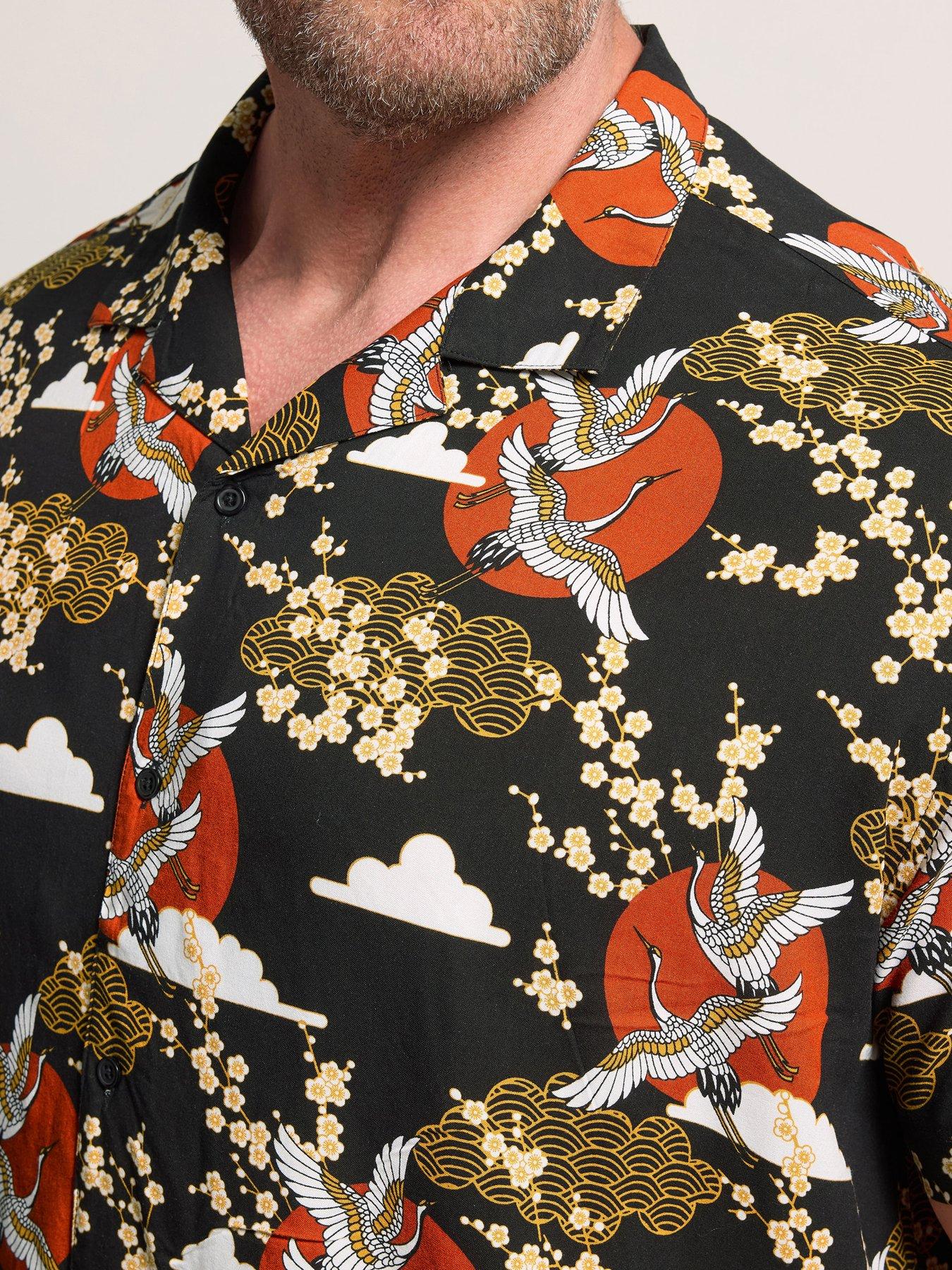 Image 4 of 4 of BadRhino Badrhino Crane Japanese Printed Short Sleeve Shirt