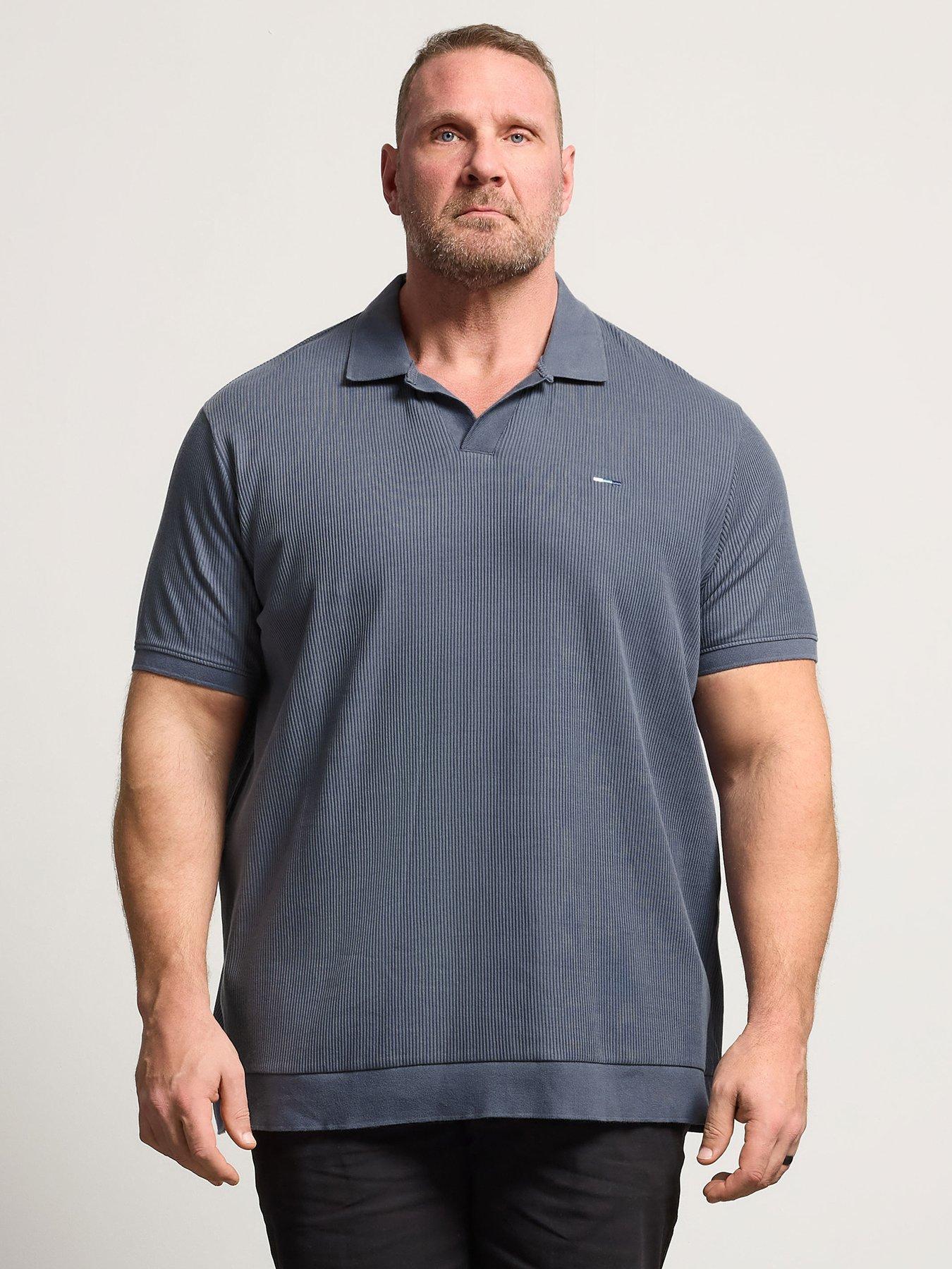 BadRhino Ribbed Trophy Neck Polo Shirt - Blue