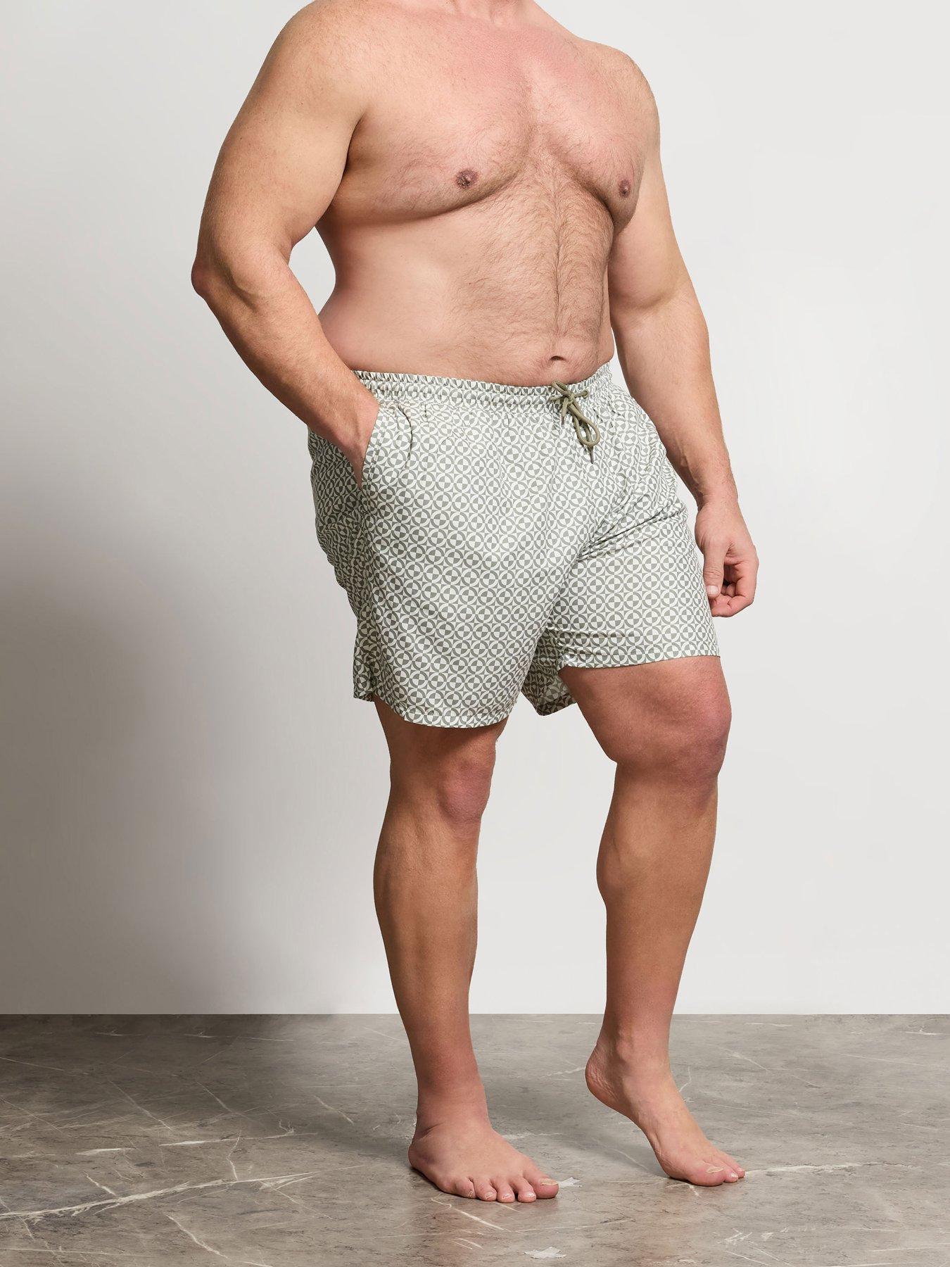 Image 1 of 5 of BadRhino Vetiver Geometric Print Swim Shorts - Grey