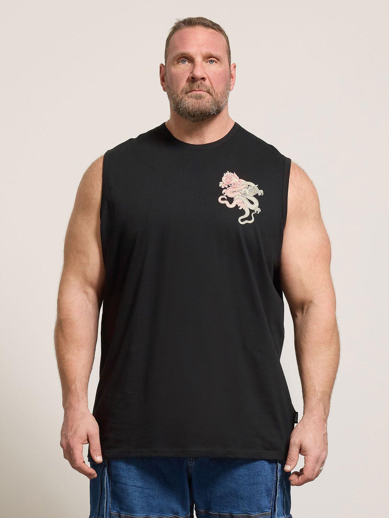 BadRhino Dragon Print Muscle Print Vest - Black