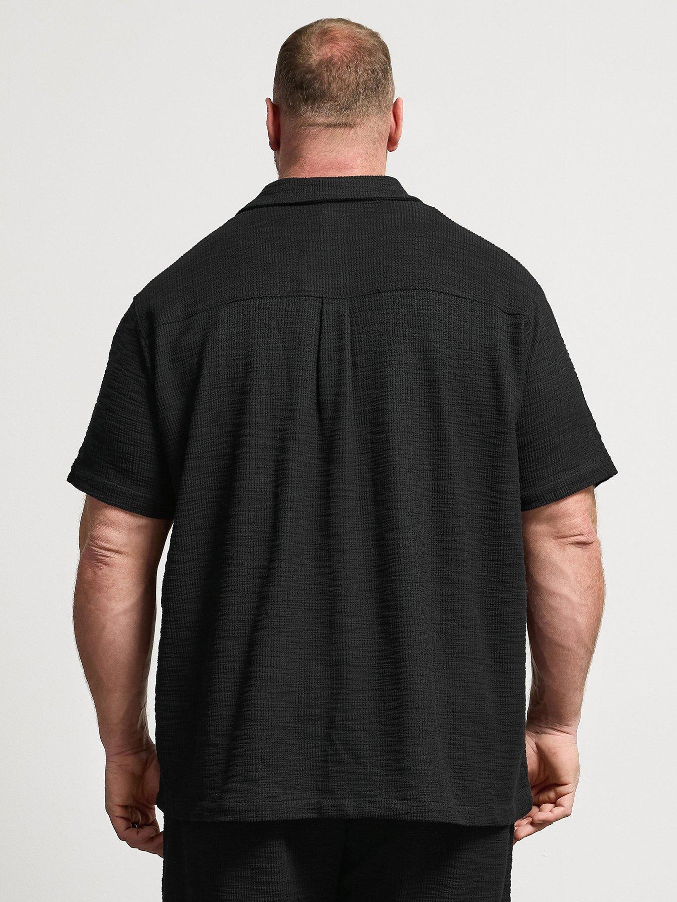 Image 2 of 5 of BadRhino Textured Short Sleeve Revere Shirt - Black