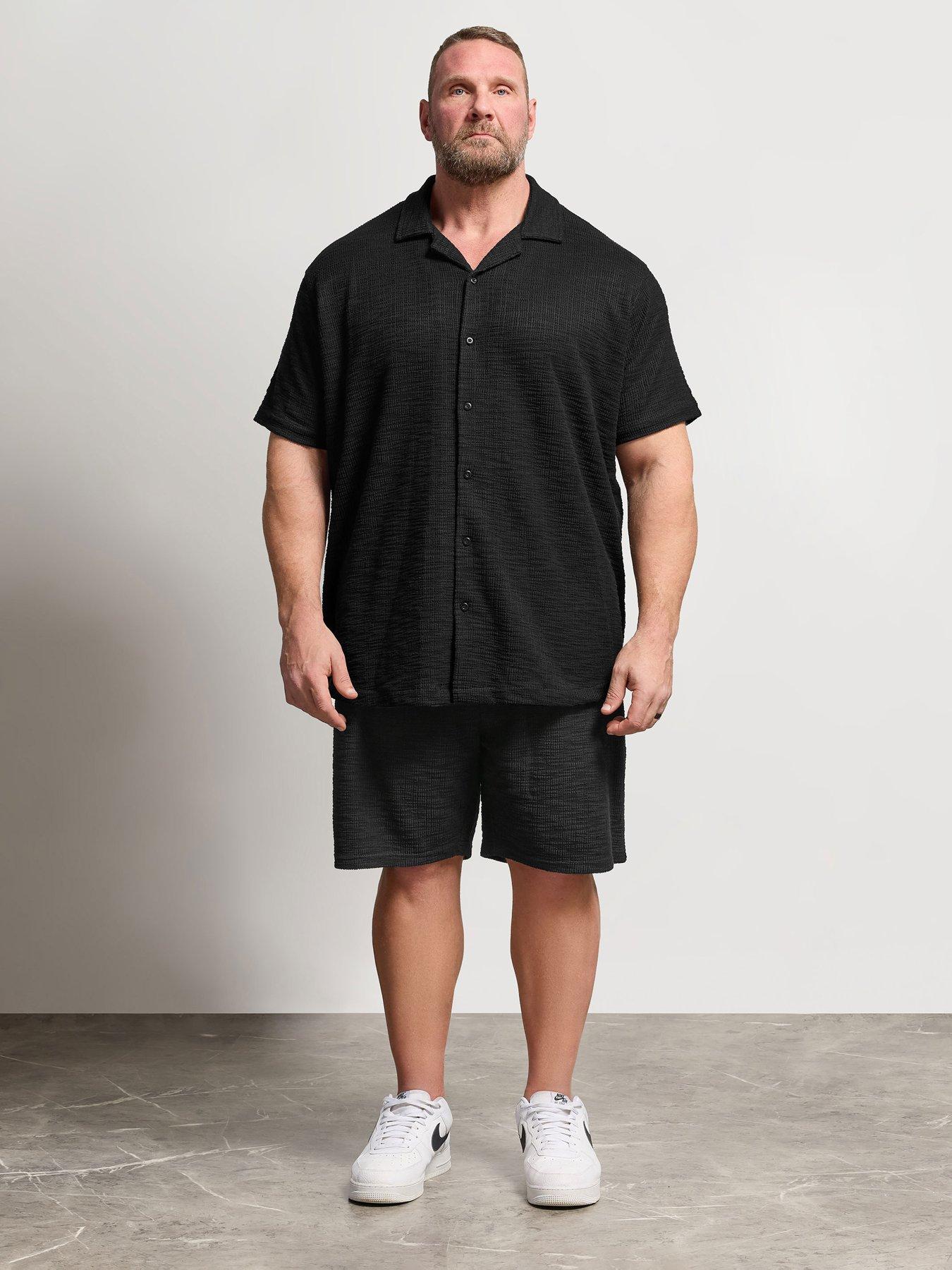 Image 3 of 5 of BadRhino Textured Short Sleeve Revere Shirt - Black