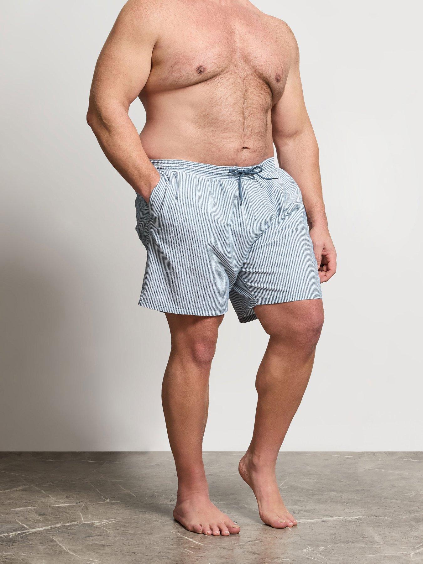 BadRhino Seersucker Stripe Swim Shorts - Blue