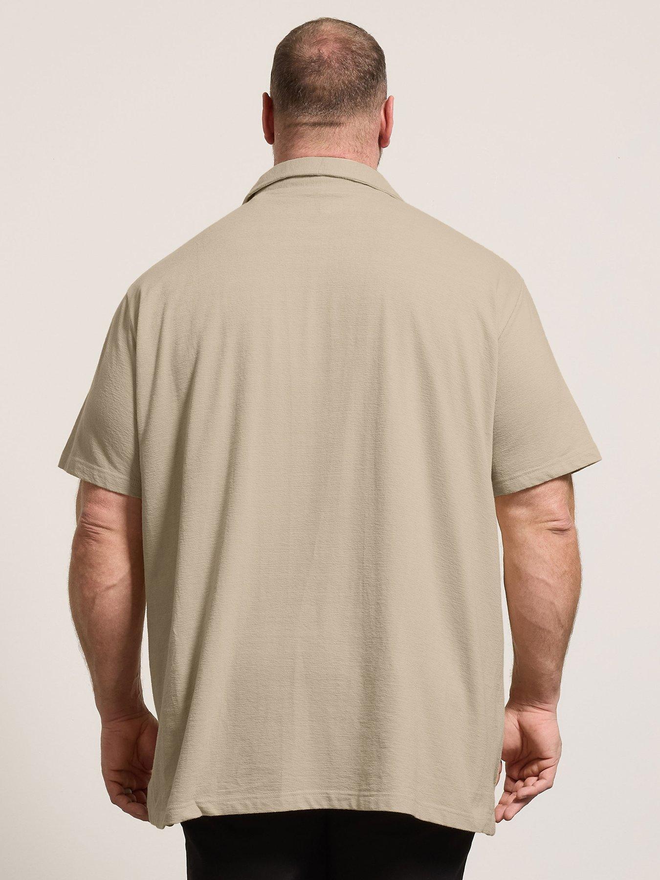 Image 2 of 5 of BadRhino Revere Neck Slub Short Sleeve Shirt - Natural