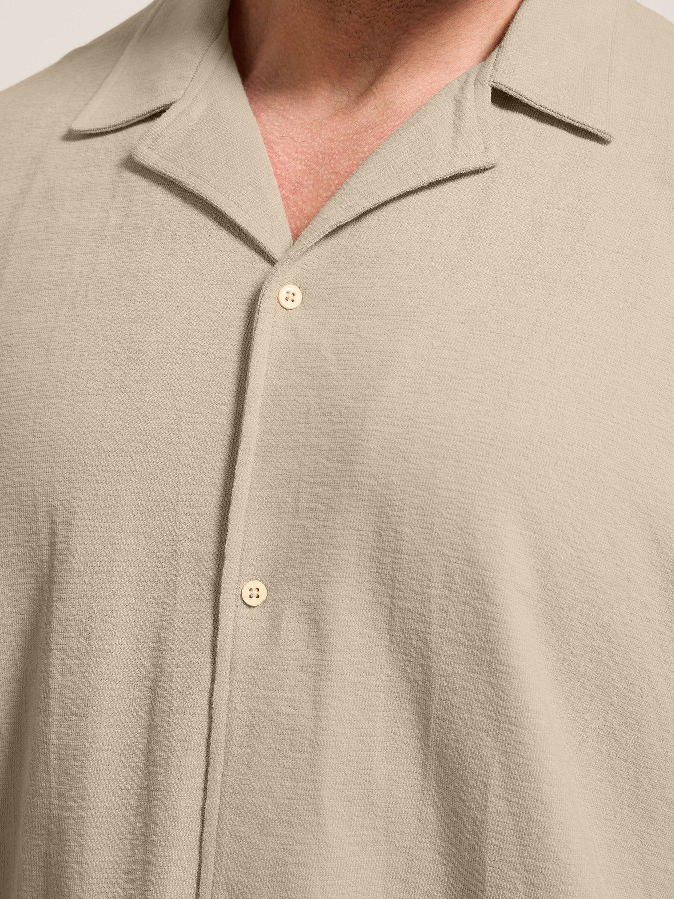 Image 4 of 5 of BadRhino Revere Neck Slub Short Sleeve Shirt - Natural