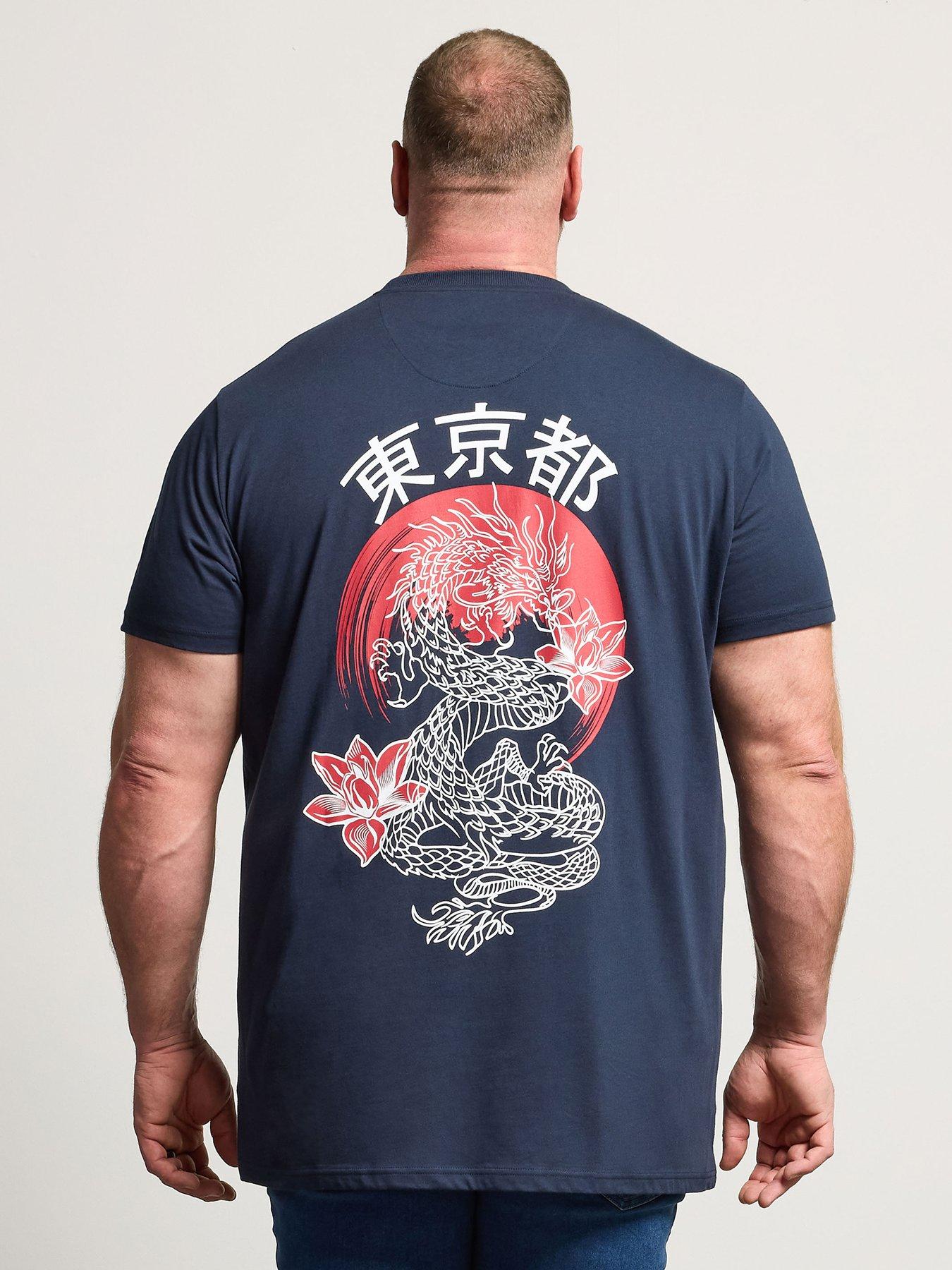  image of badrhino-dragon-longline-t-shirt-blue