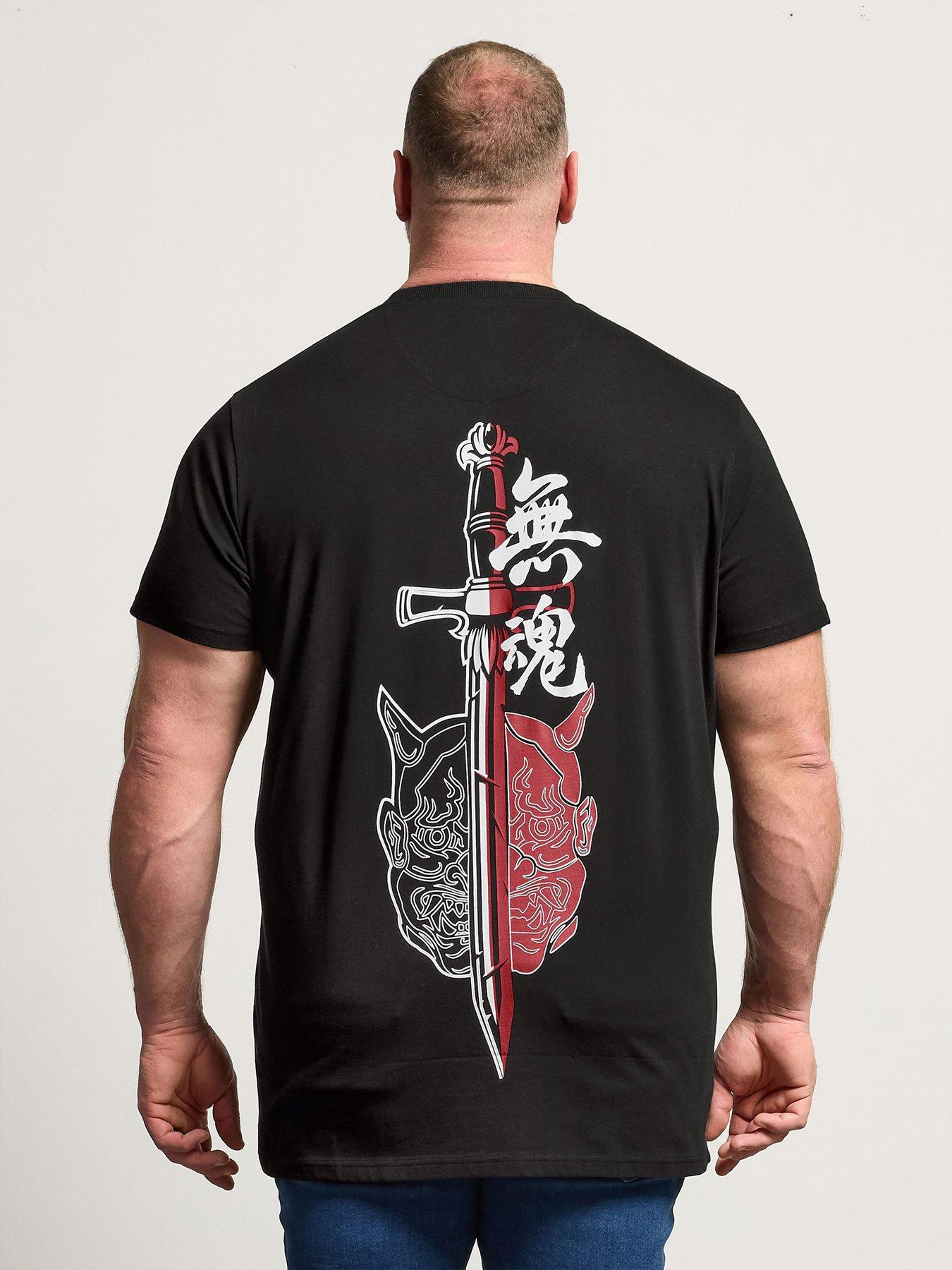  image of badrhino-ooni-sword-split-longline-t-shirt