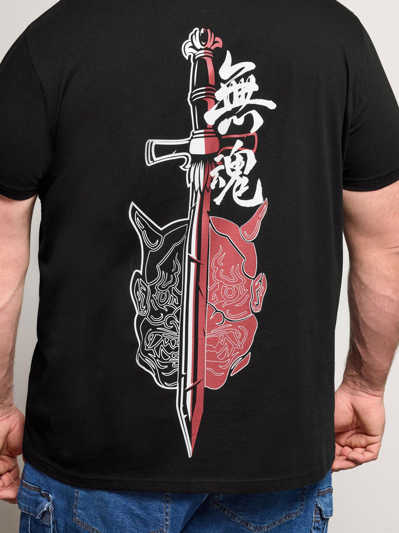  image of badrhino-ooni-sword-split-longline-t-shirt