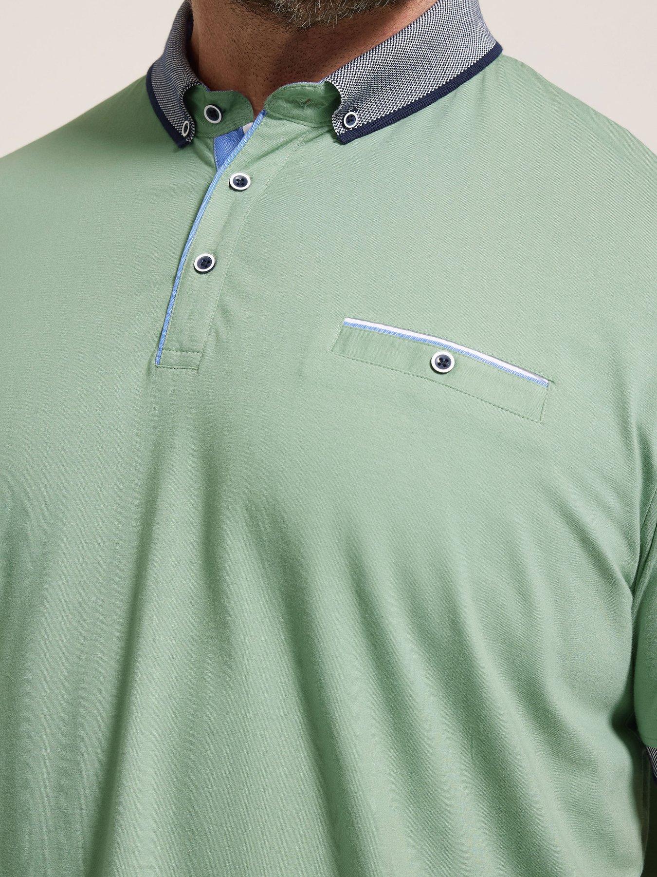 Image 5 of 6 of BadRhino Chambray Pocket Polo Shirt - Green