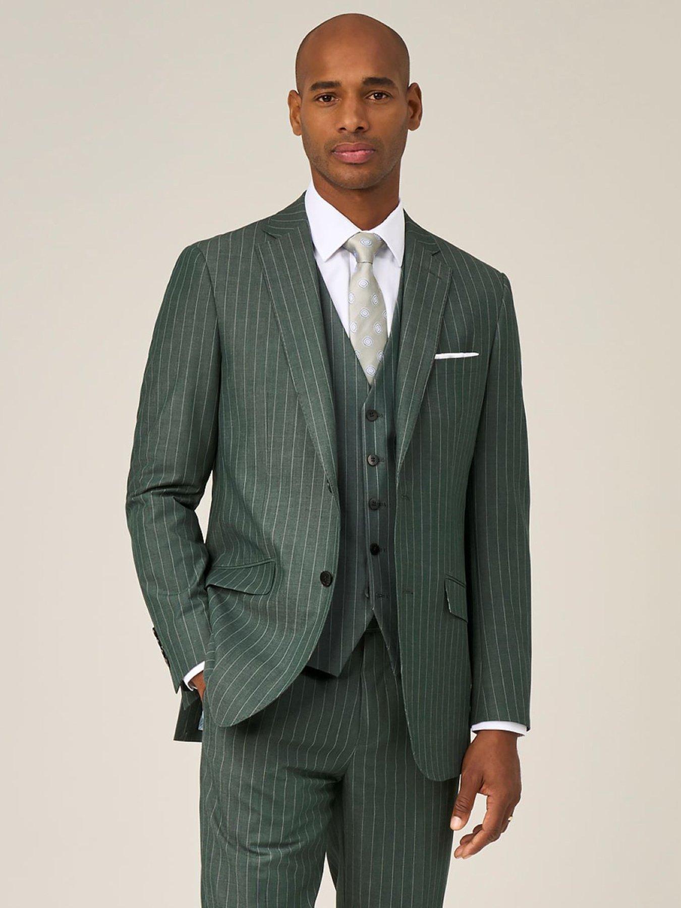 Skopes Levins Green Pinstripe Tailored Fit Suit Jacket