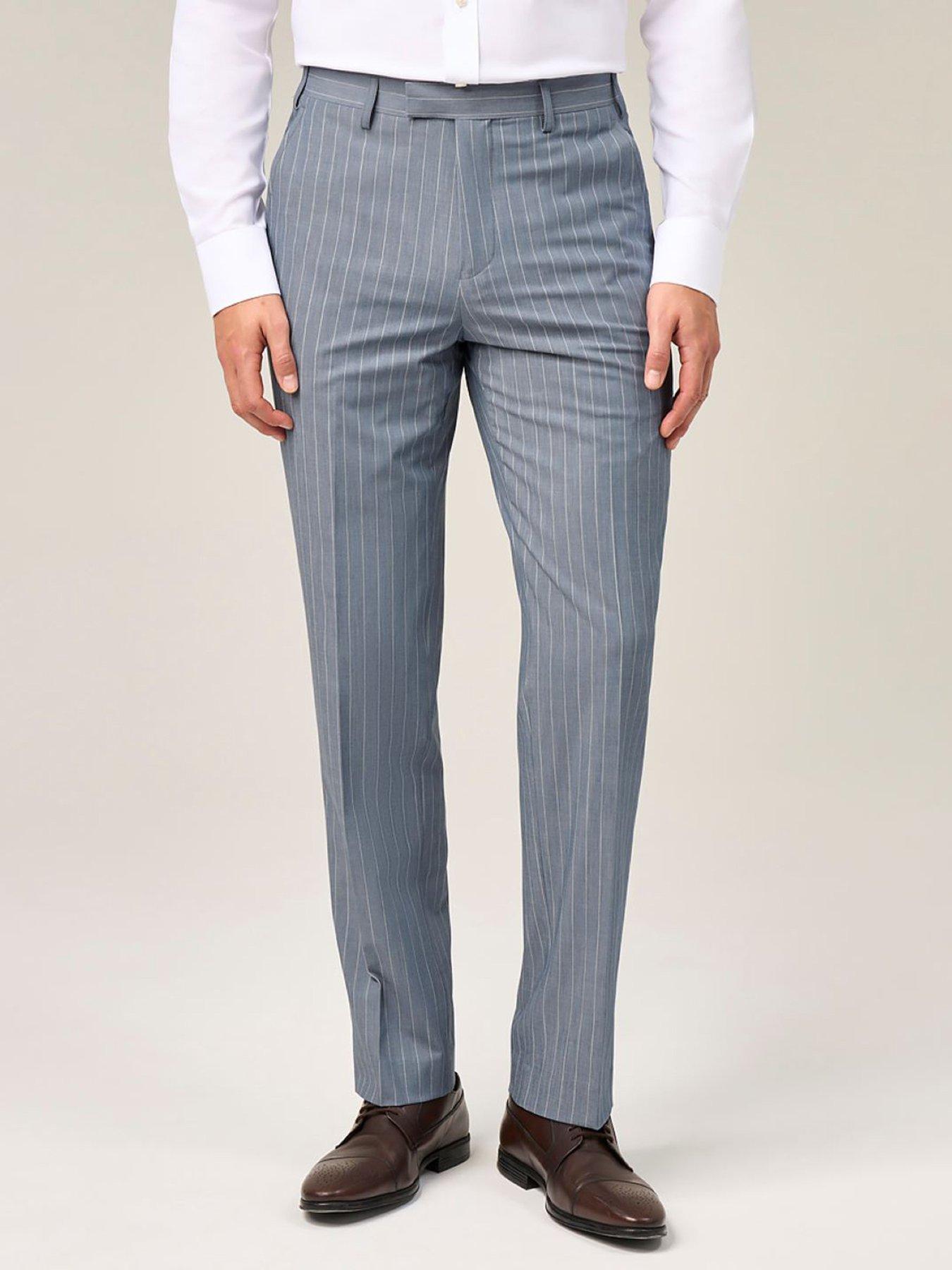 Image 1 of 5 of Skopes Levins Pinstripe Tailored Fit Suit Trousers - Blue/Grey