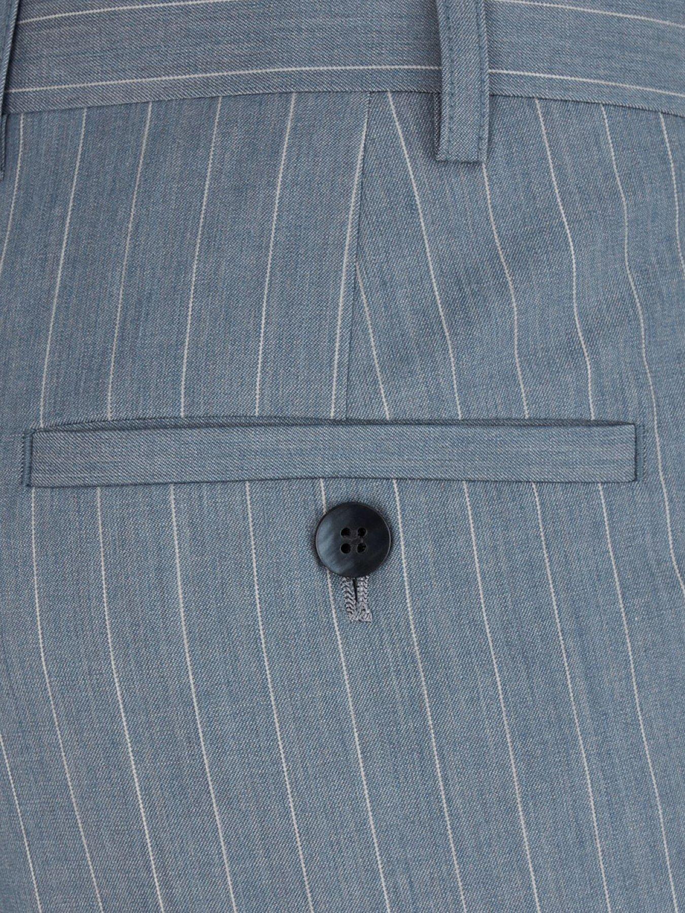 Image 4 of 5 of Skopes Levins Pinstripe Tailored Fit Suit Trousers - Blue/Grey
