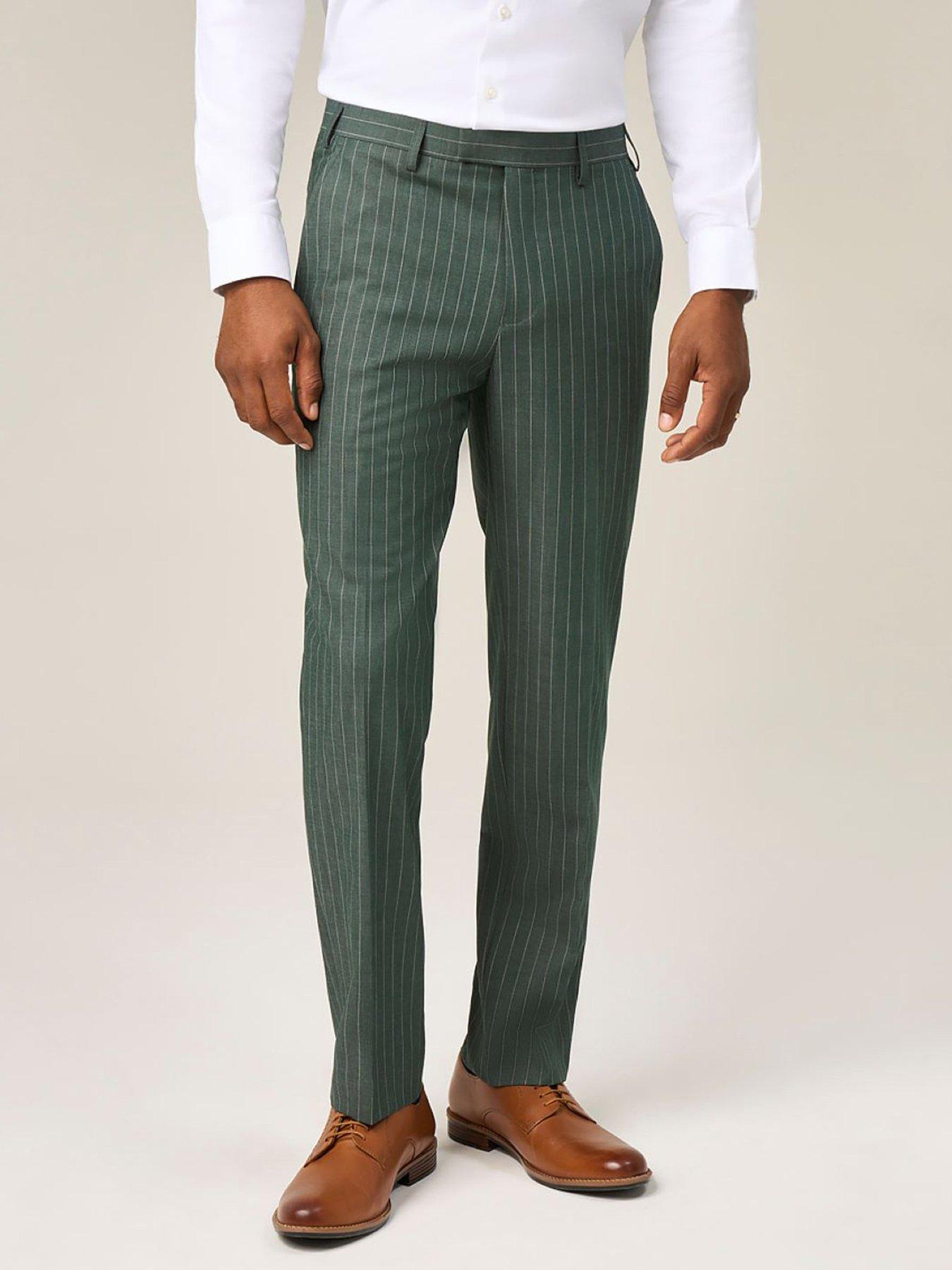 Skopes Levins Green Pinstripe Tailored Fit Suit Trousers
