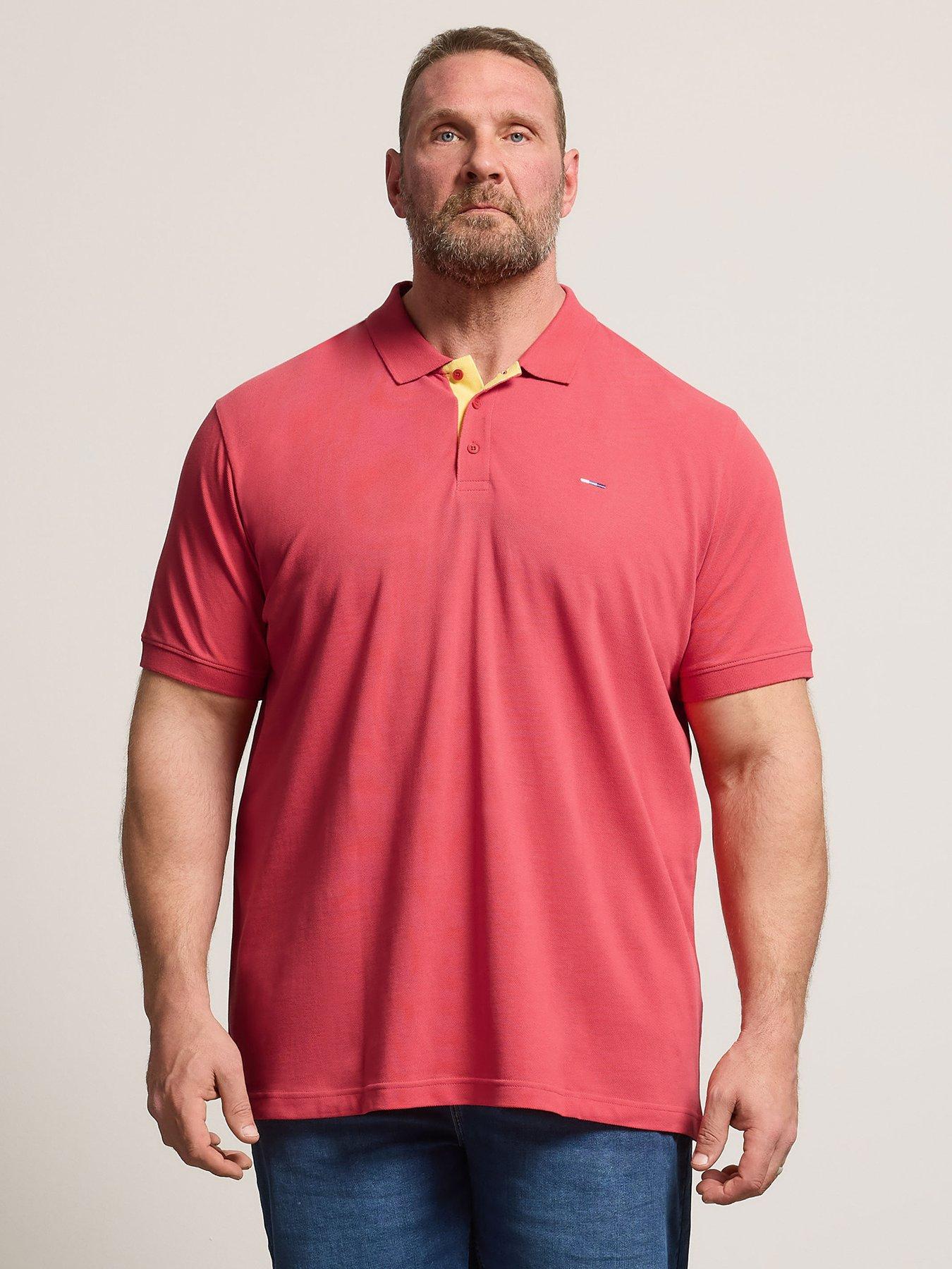 Image 1 of 5 of BadRhino Contrast Placket Polo Shirt - Pink