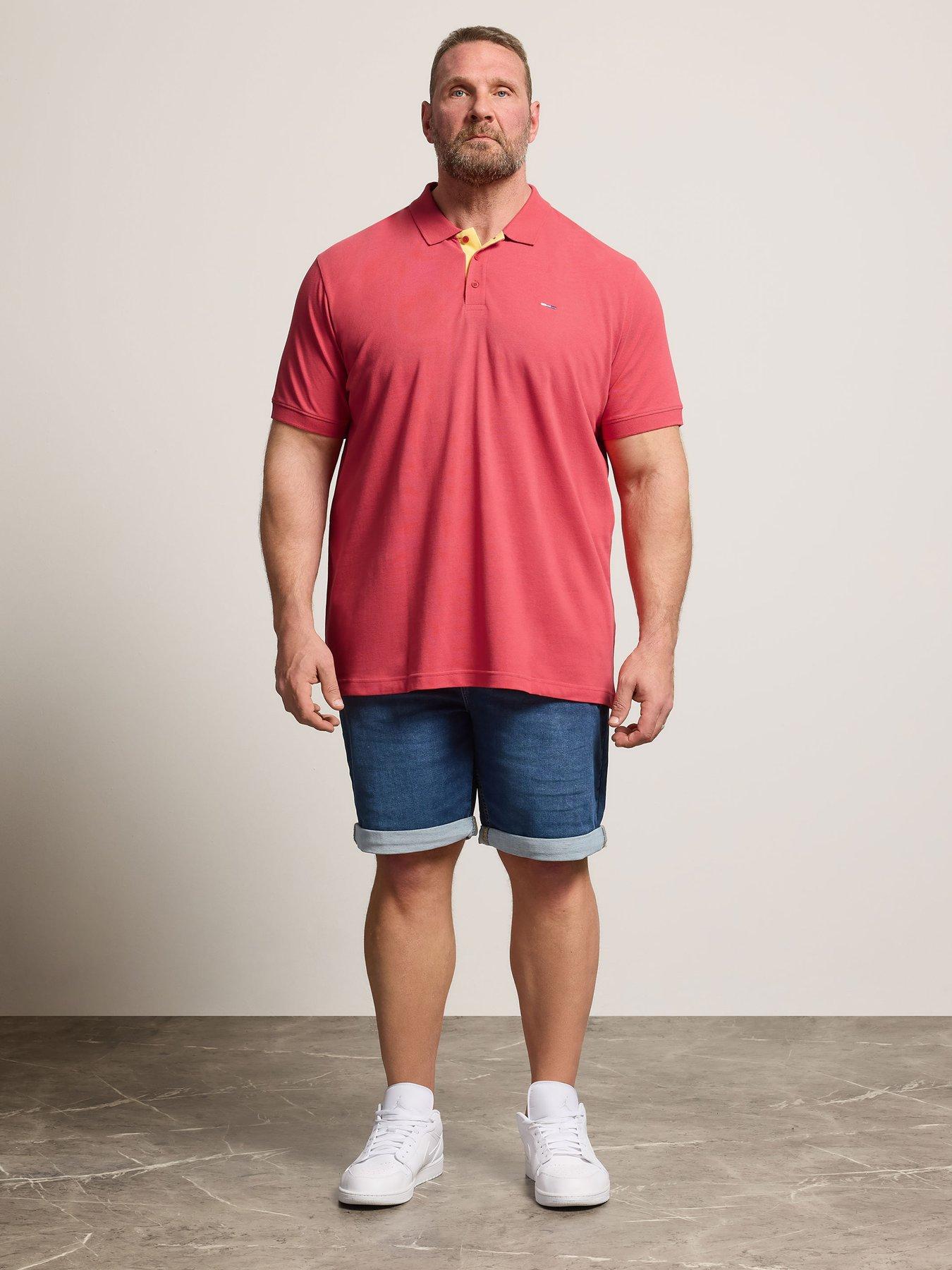Image 3 of 5 of BadRhino Contrast Placket Polo Shirt - Pink