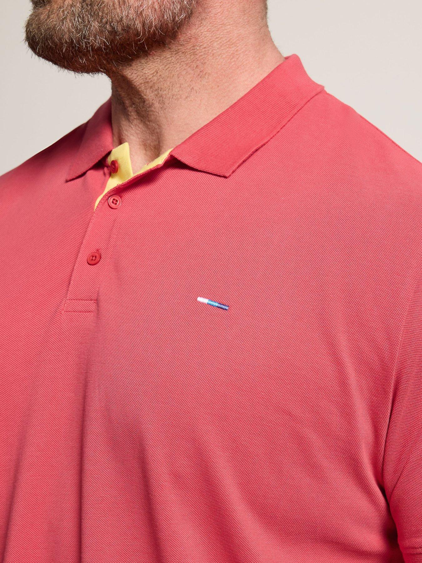 Image 4 of 5 of BadRhino Contrast Placket Polo Shirt - Pink