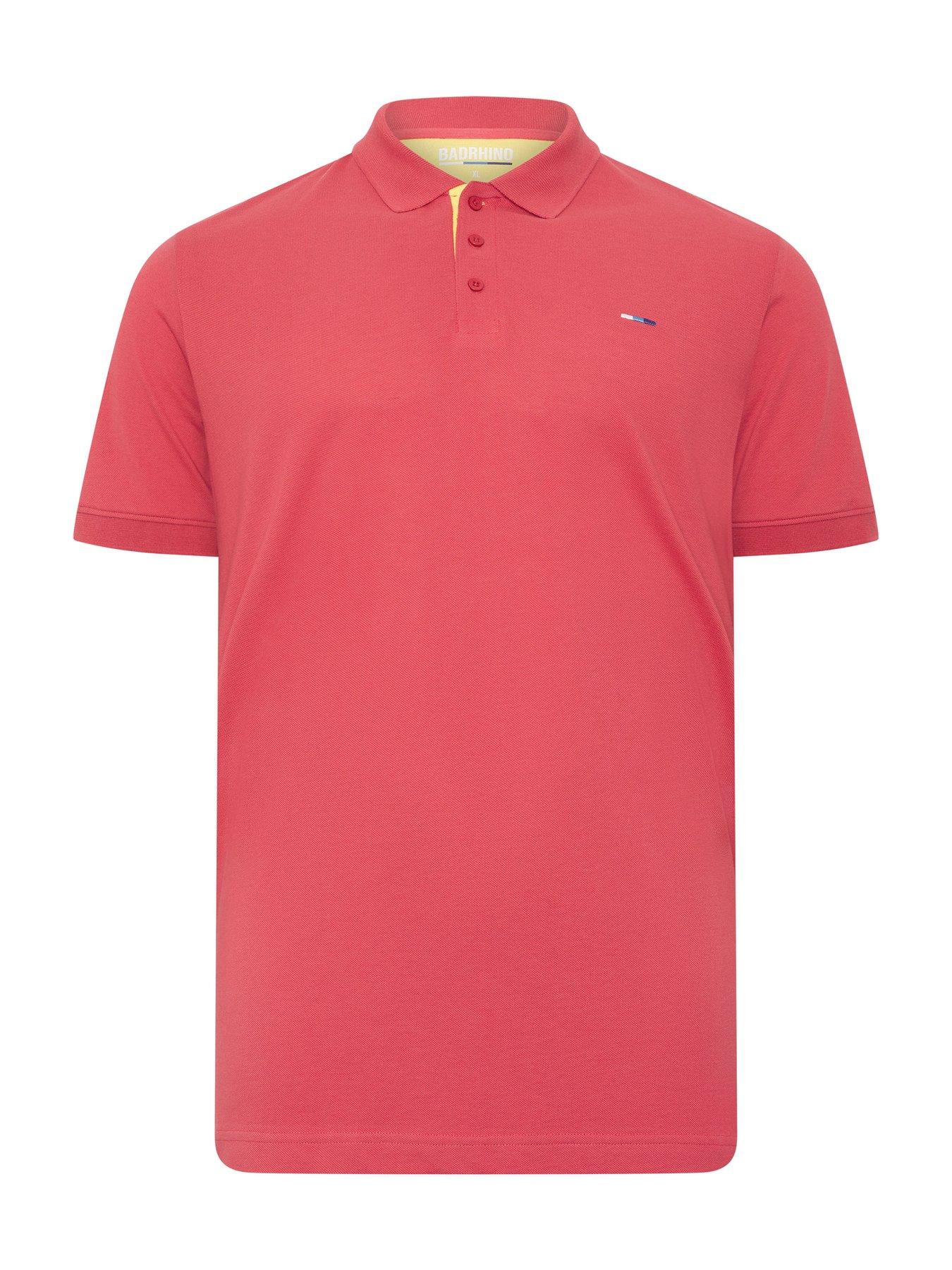 Image 5 of 5 of BadRhino Contrast Placket Polo Shirt - Pink