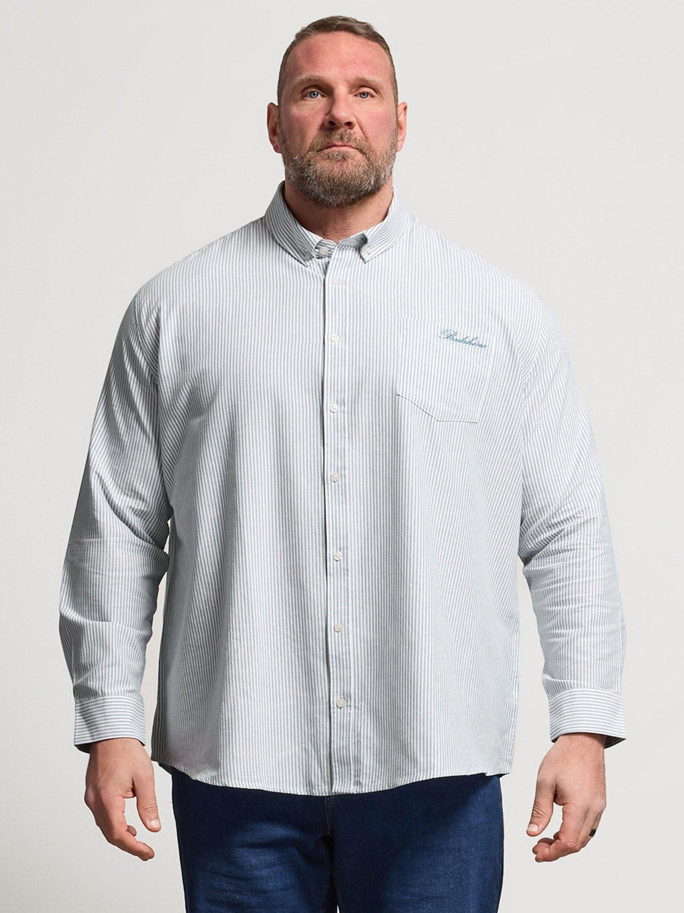 BadRhino Stripe Oxford Long Sleeve Shirt - Blue