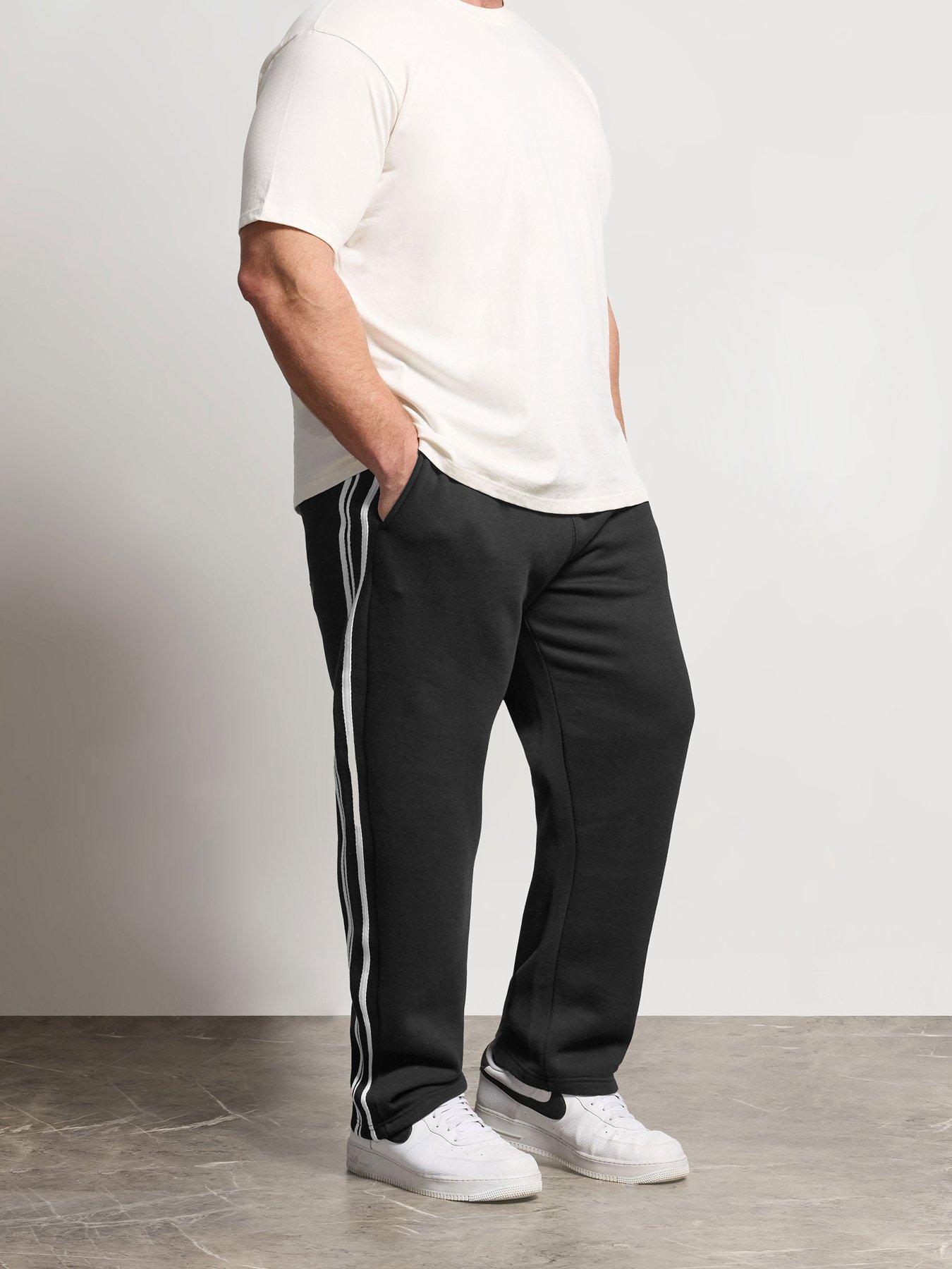 front image of badrhino-side-stripe-joggers-black