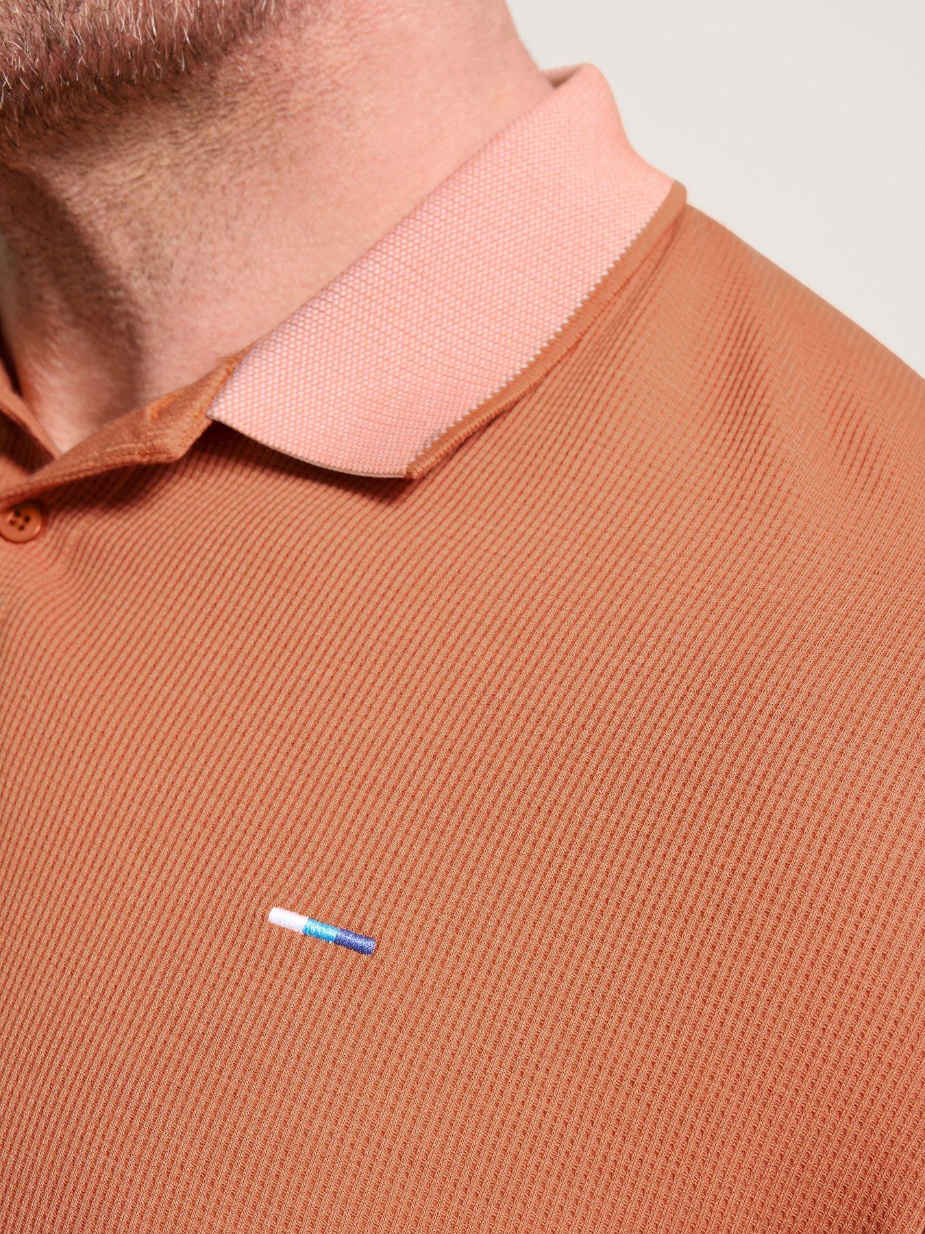 Image 4 of 5 of BadRhino Two Tone Waffle Polo Shirt - Orange