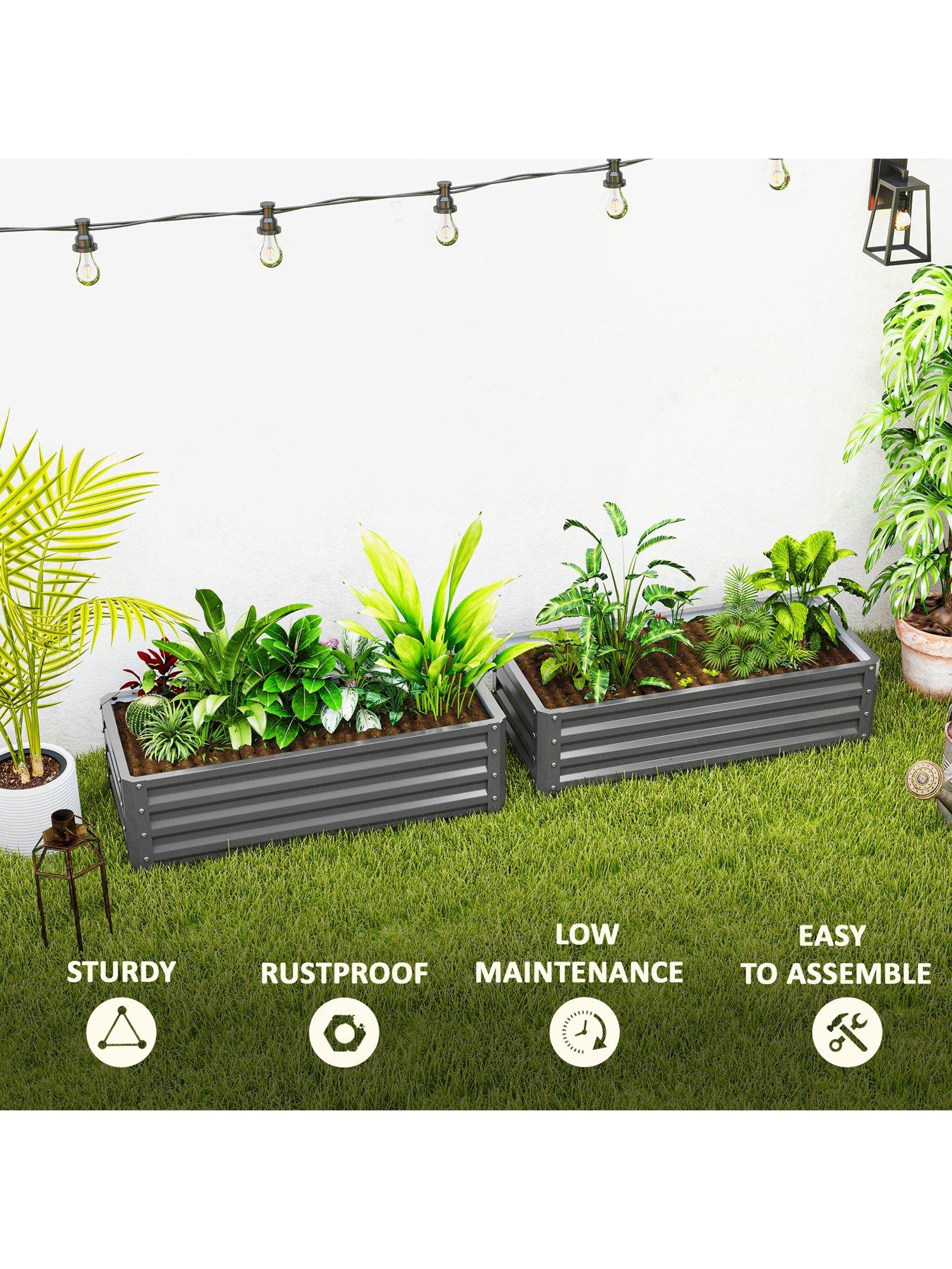 Image 4 of 7 of OutSunny Set Of 2 Garden Beds -&nbsp;L&nbsp;110 x W&nbsp;50 x&nbsp;H&nbsp;30 cm