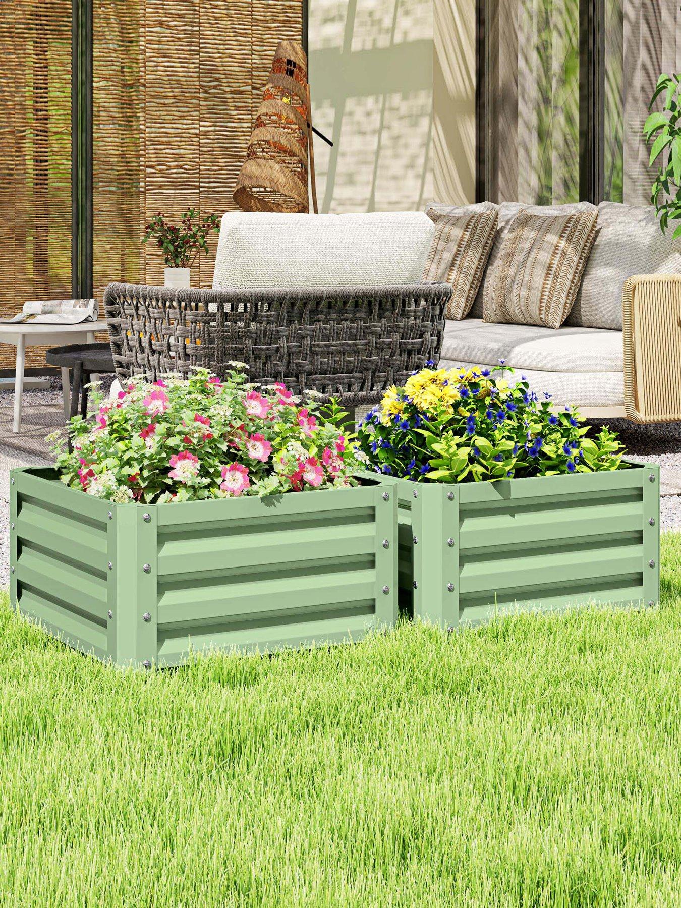 Image 1 of 7 of OutSunny Set Of 2 Garden Beds Square - L 60 x&nbsp;W&nbsp;60 x&nbsp;H&nbsp;30.5 cm