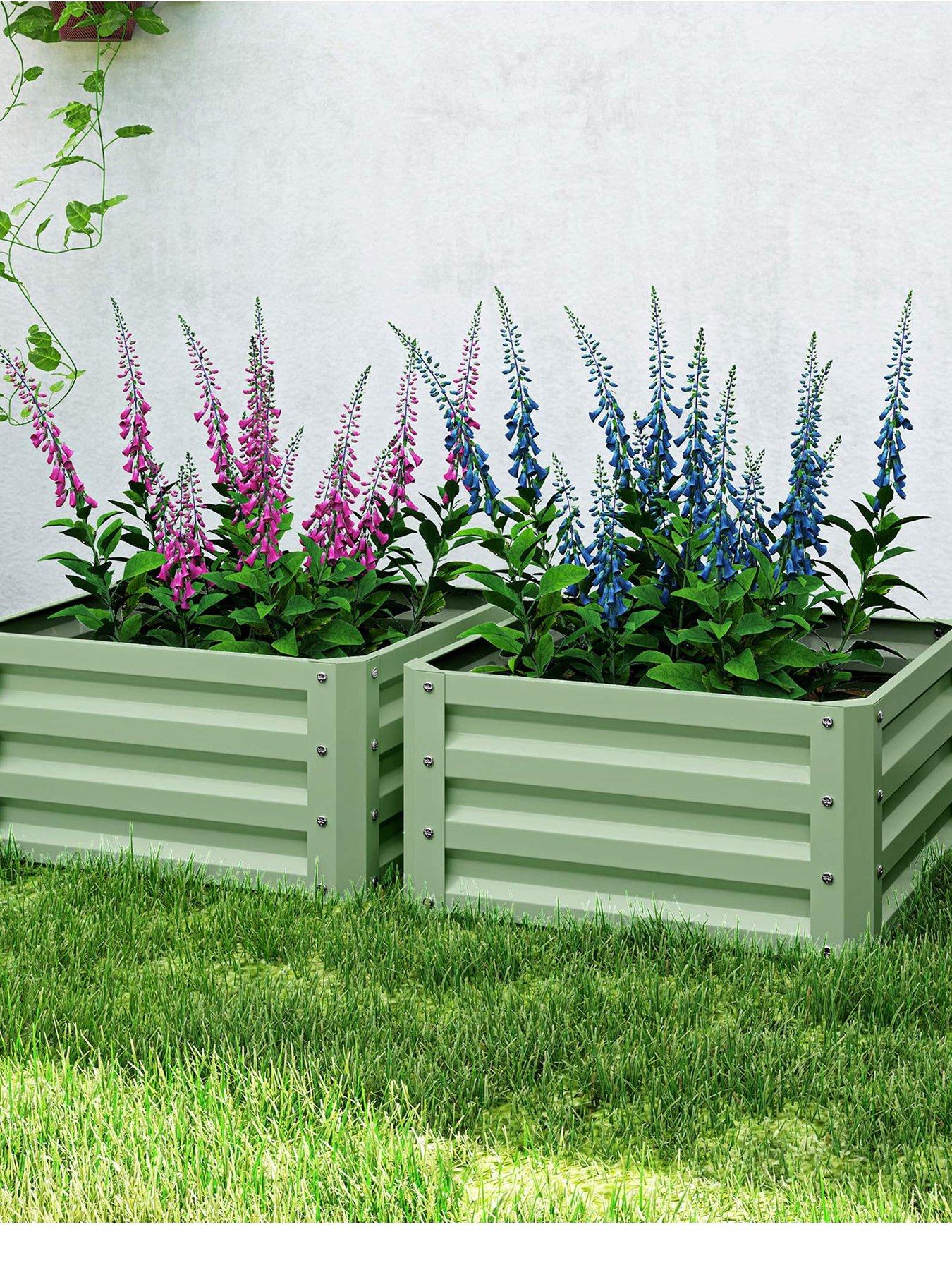 Image 2 of 7 of OutSunny Set Of 2 Garden Beds Square - L 60 x&nbsp;W&nbsp;60 x&nbsp;H&nbsp;30.5 cm