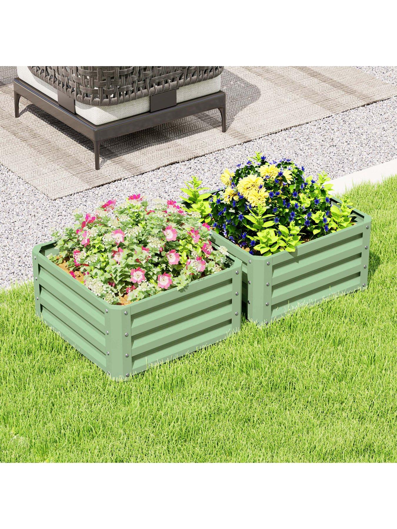 Image 5 of 7 of OutSunny Set Of 2 Garden Beds Square - L 60 x&nbsp;W&nbsp;60 x&nbsp;H&nbsp;30.5 cm