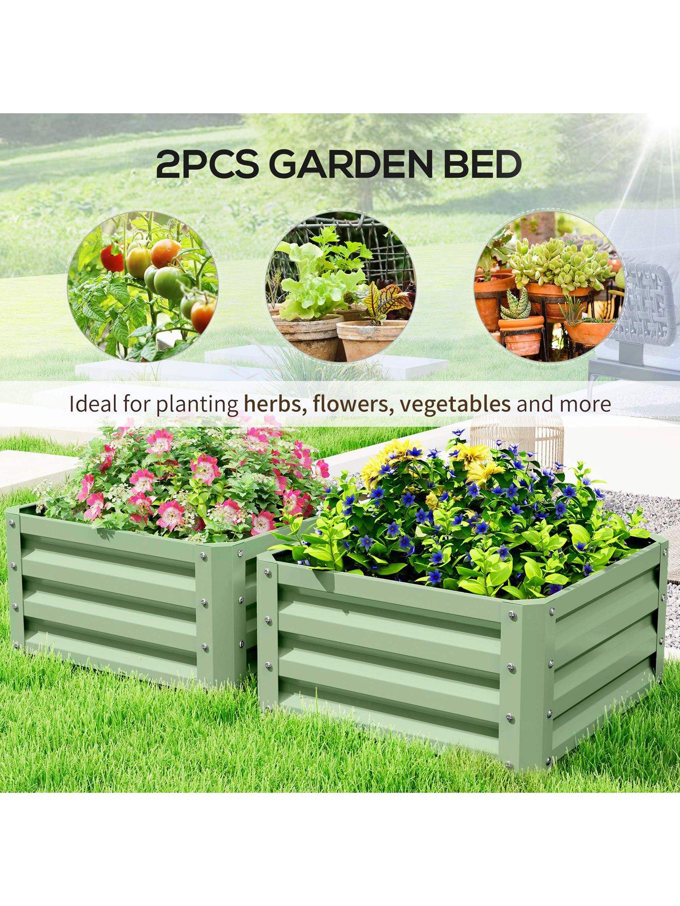 Image 6 of 7 of OutSunny Set Of 2 Garden Beds Square - L 60 x&nbsp;W&nbsp;60 x&nbsp;H&nbsp;30.5 cm
