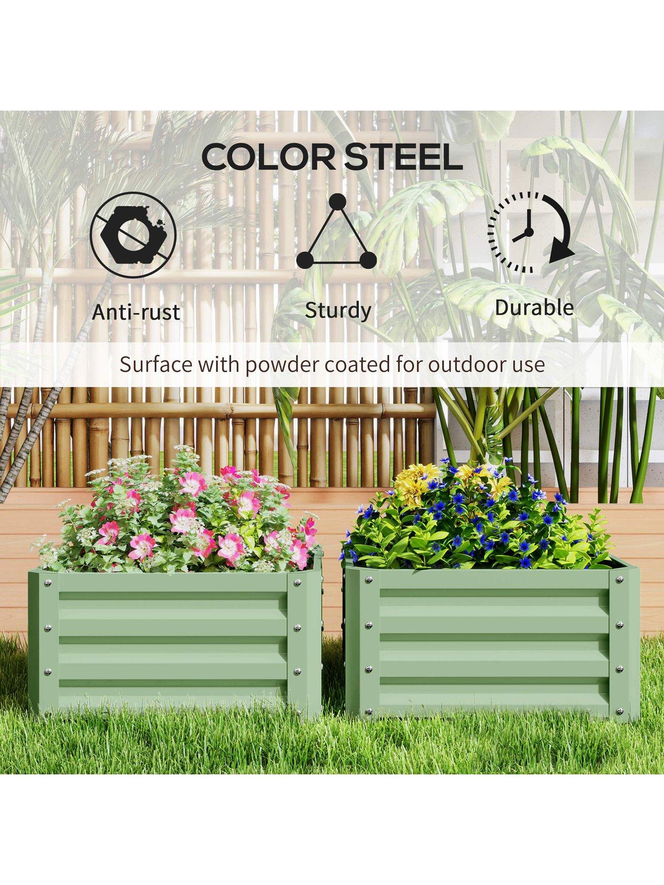 Image 7 of 7 of OutSunny Set Of 2 Garden Beds Square - L 60 x&nbsp;W&nbsp;60 x&nbsp;H&nbsp;30.5 cm