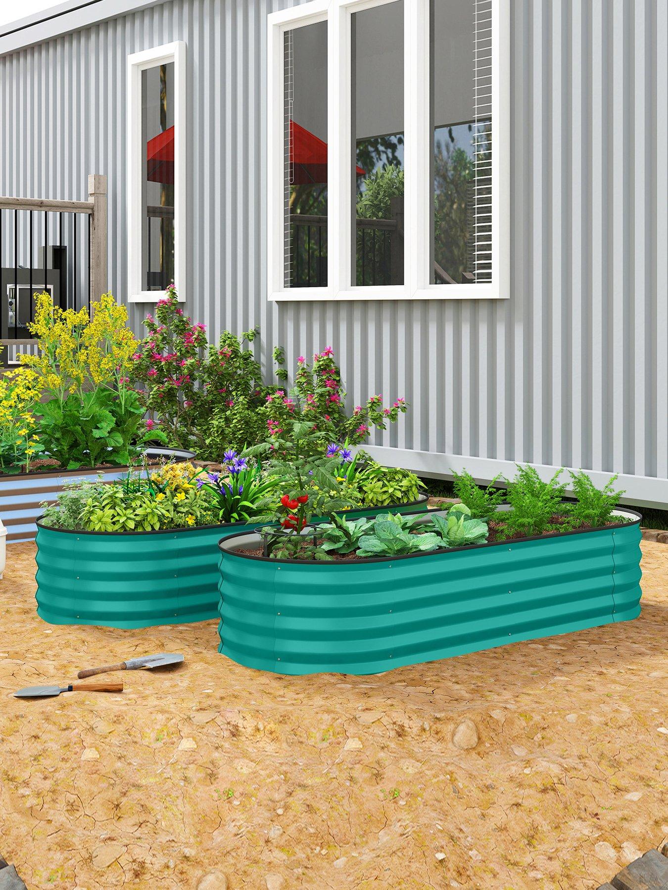 Image 1 of 7 of OutSunny Set Of 2 Garden Beds (W&nbsp;150 x&nbsp;D 60 x&nbsp;H&nbsp;30 cm) - Green