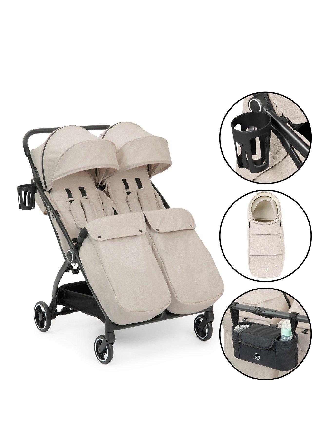 Ickle Bubba Aries Double Prime Autofold Stroller - Stone