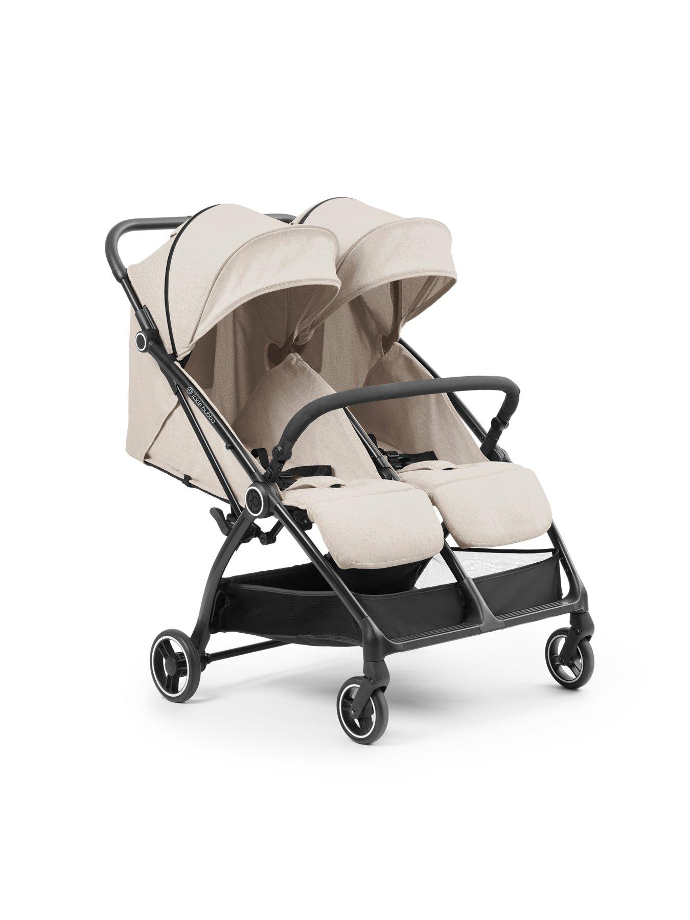  image of ickle-bubba-aries-double-prime-autofold-stroller-stone