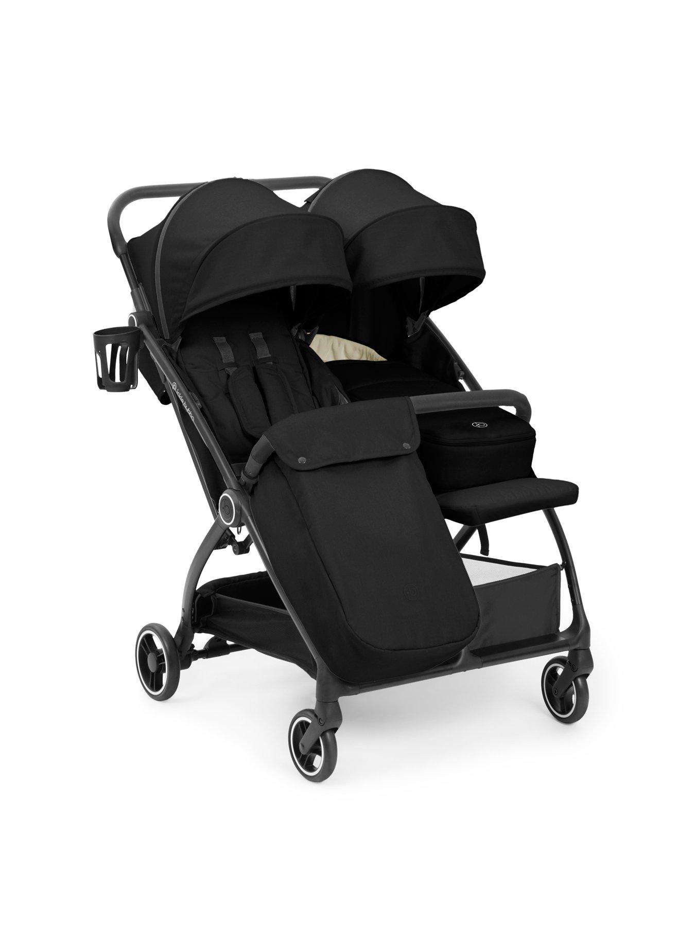 stillFront image of ickle-bubba-aries-double-prime-autofold-stroller-black