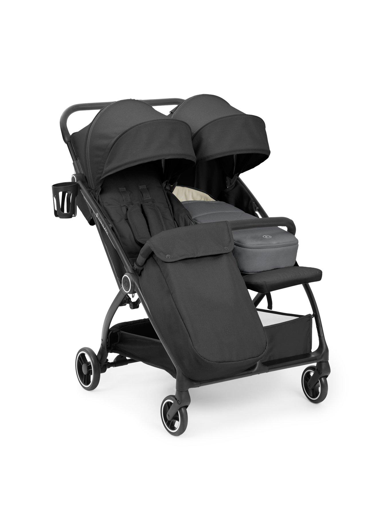 stillFront image of ickle-bubba-aries-double-prime-autofold-stroller-graphite-grey