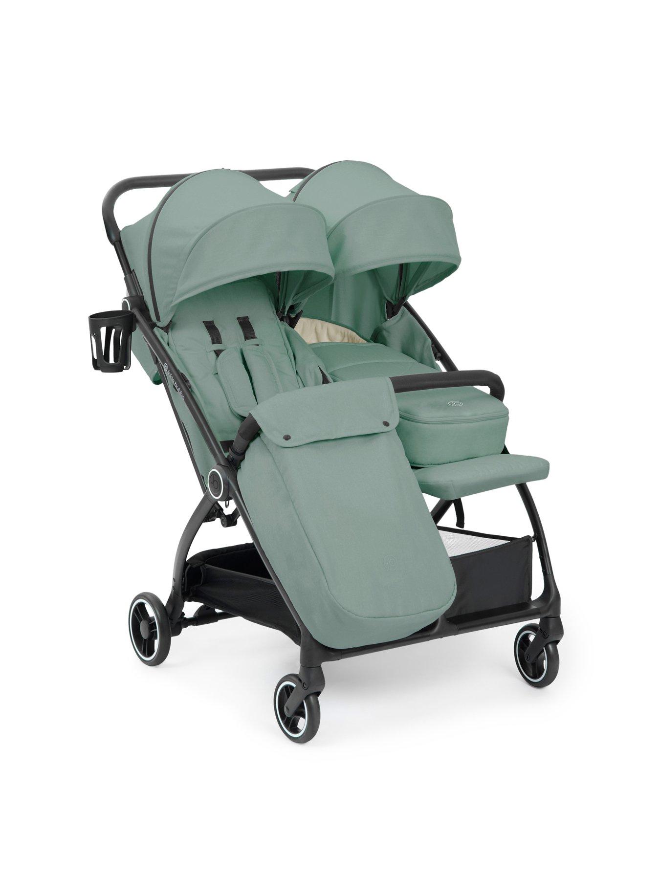 stillFront image of ickle-bubba-aries-double-prime-autofold-stroller-sage-green