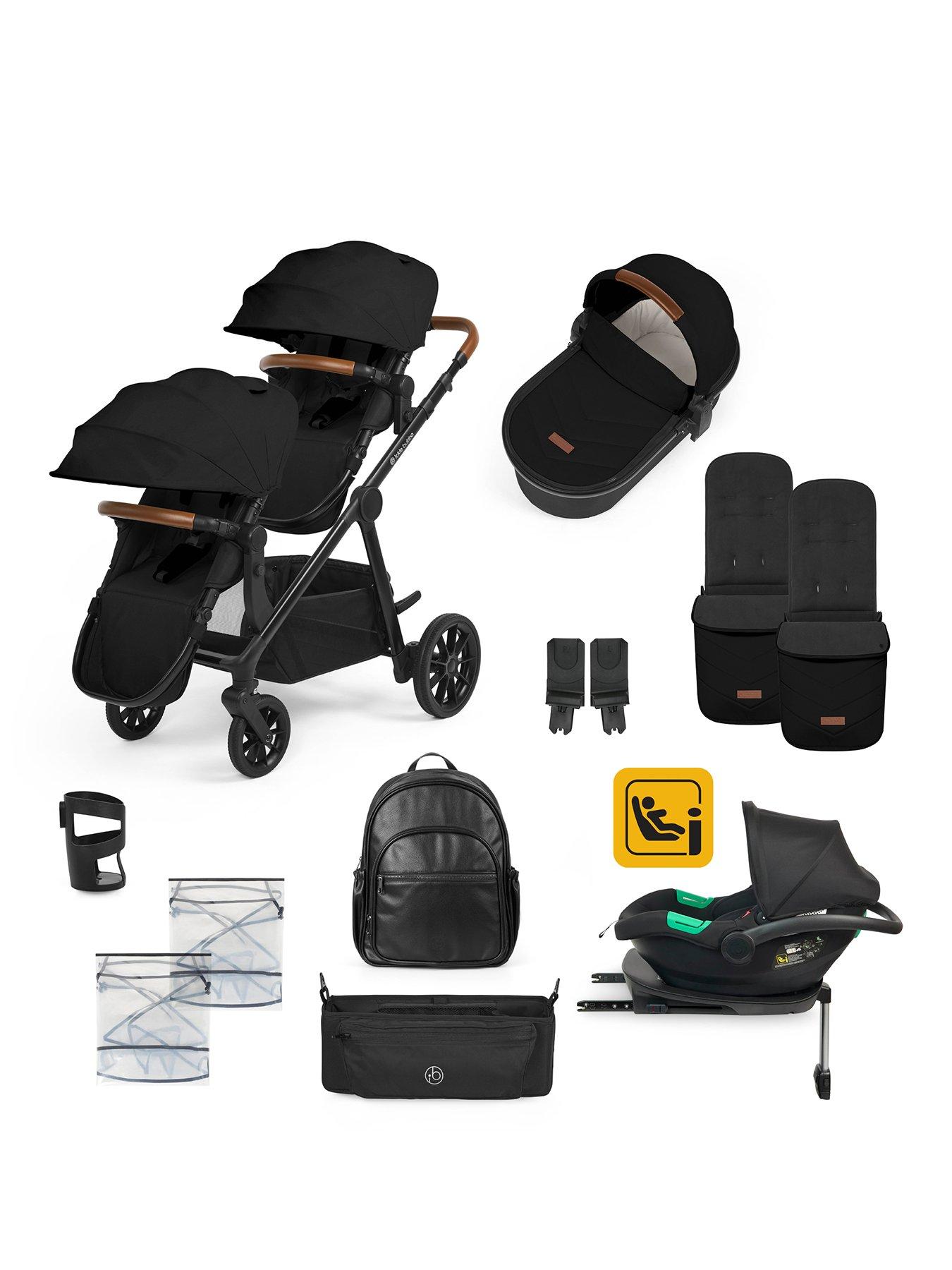 Ickle Bubba VIRGO GROWING FAMILY 14 PIECE TRAVEL SYSTEM WITH I-SIZE CIRRUS CAR SEAT & ISOFIX BASE - Black / Black / Tan