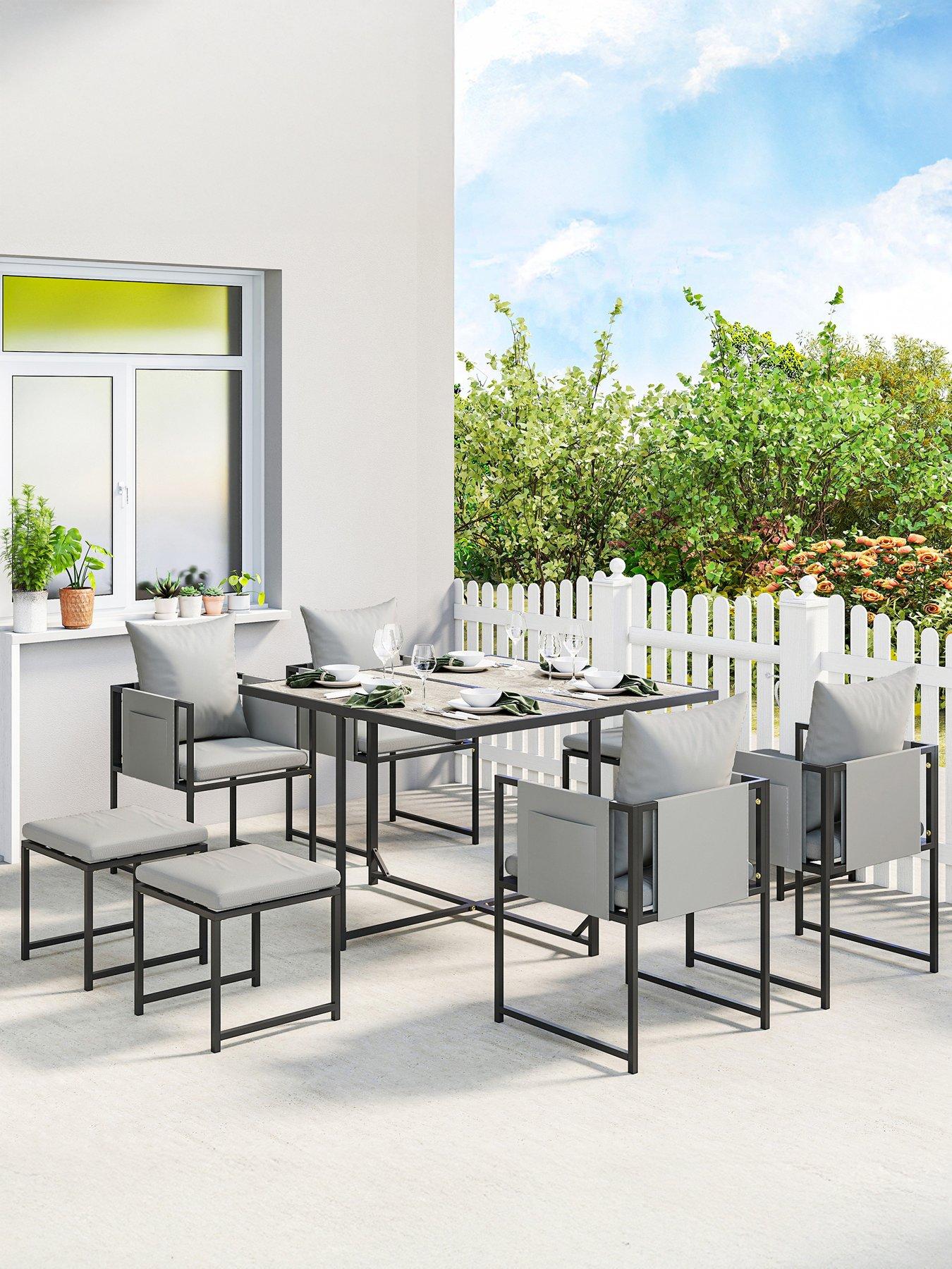 OutSunny 8 Seater Cube Patio Dining Set