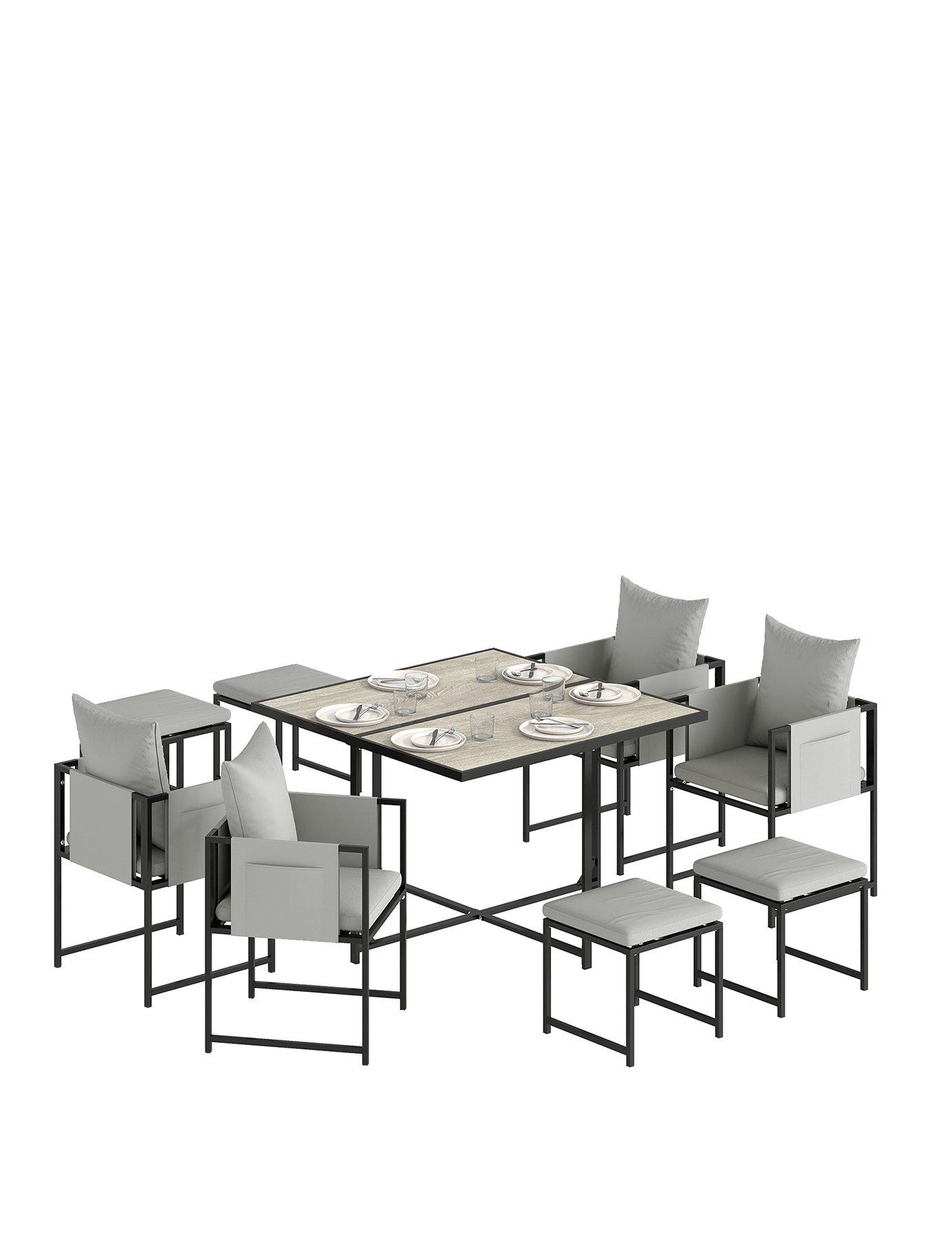  image of outsunny-8-seater-cube-patio-dining-set