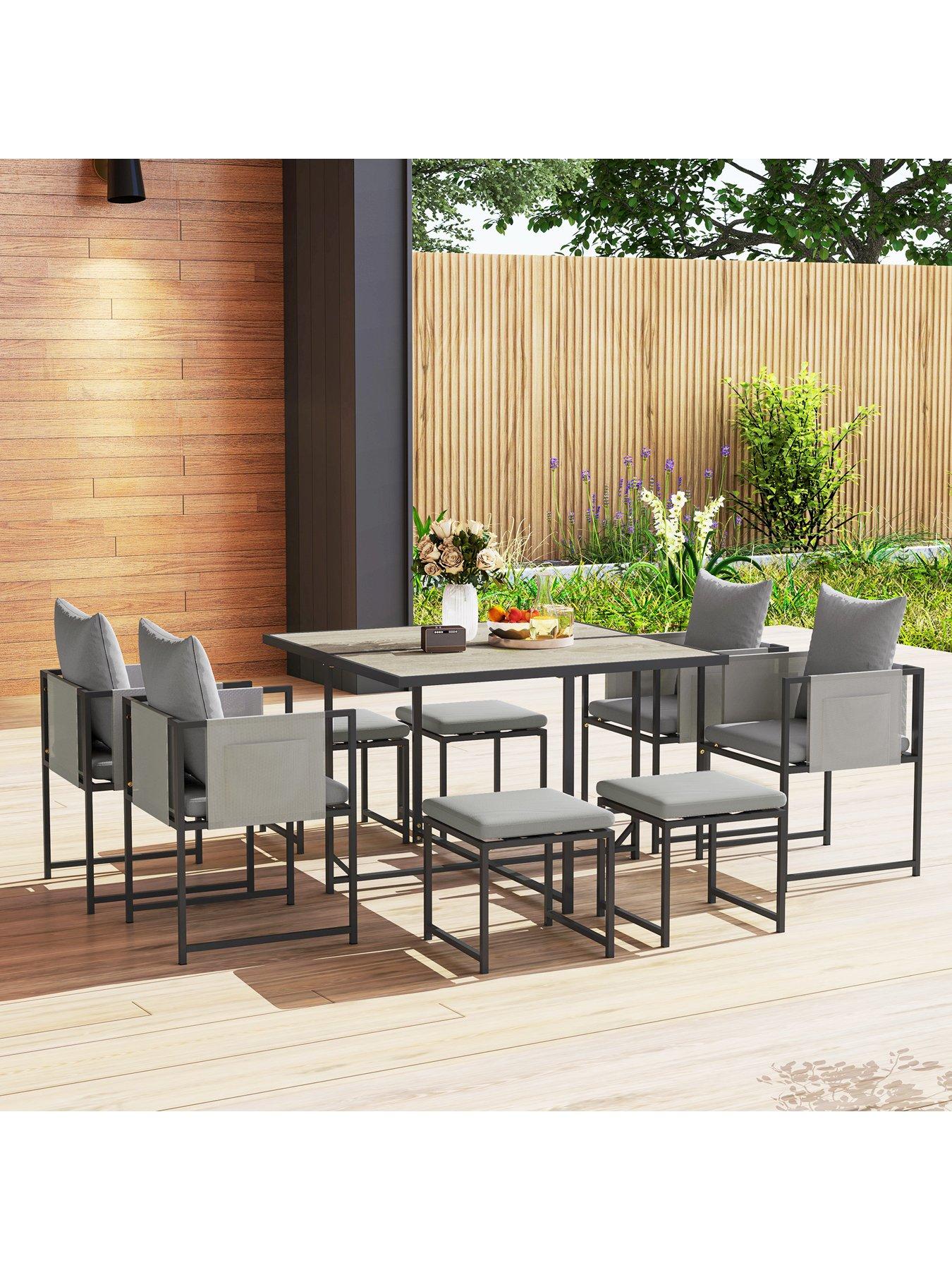  image of outsunny-8-seater-cube-patio-dining-set