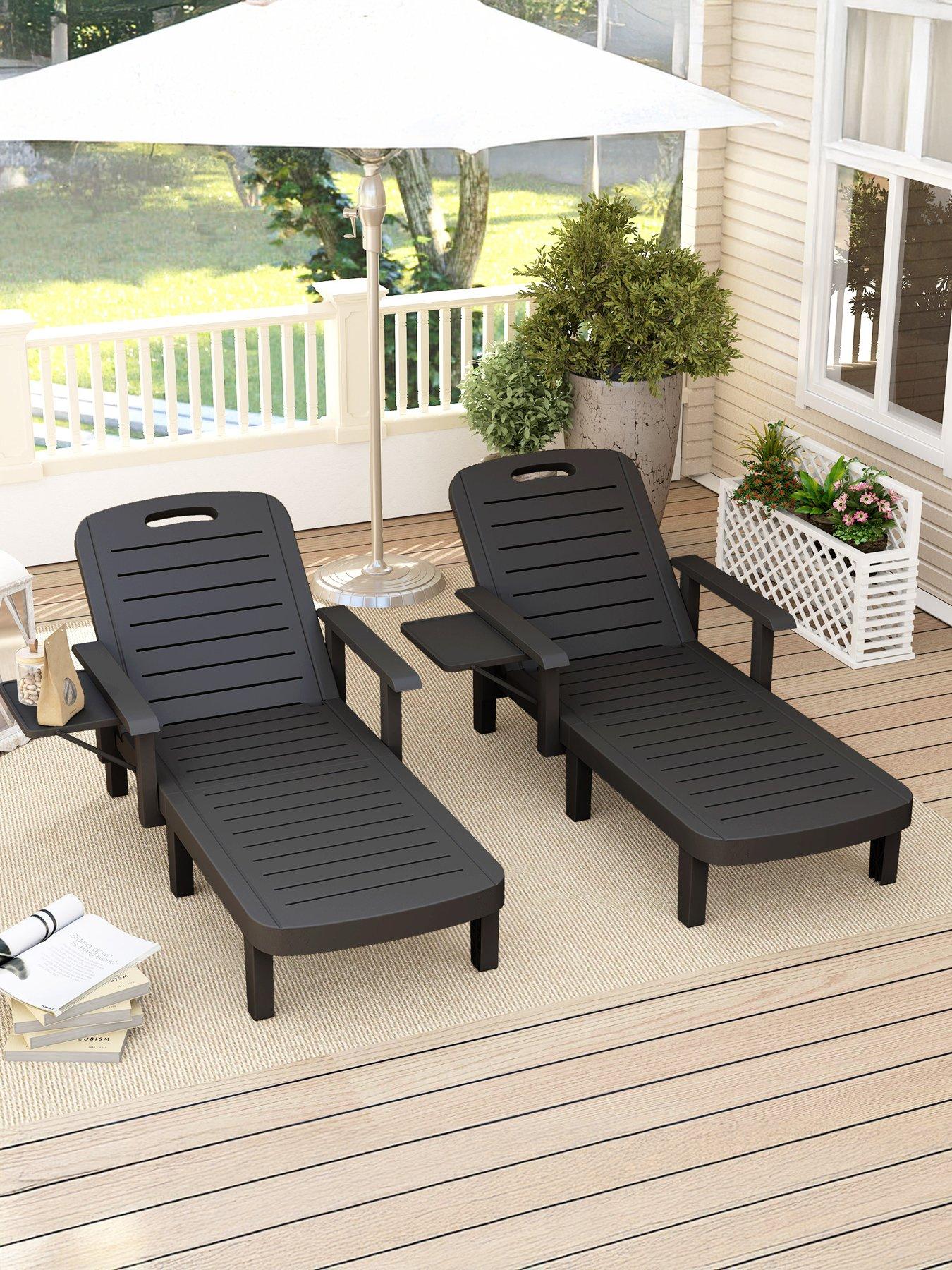 OutSunny Set 2 Sun Lounger- Brown