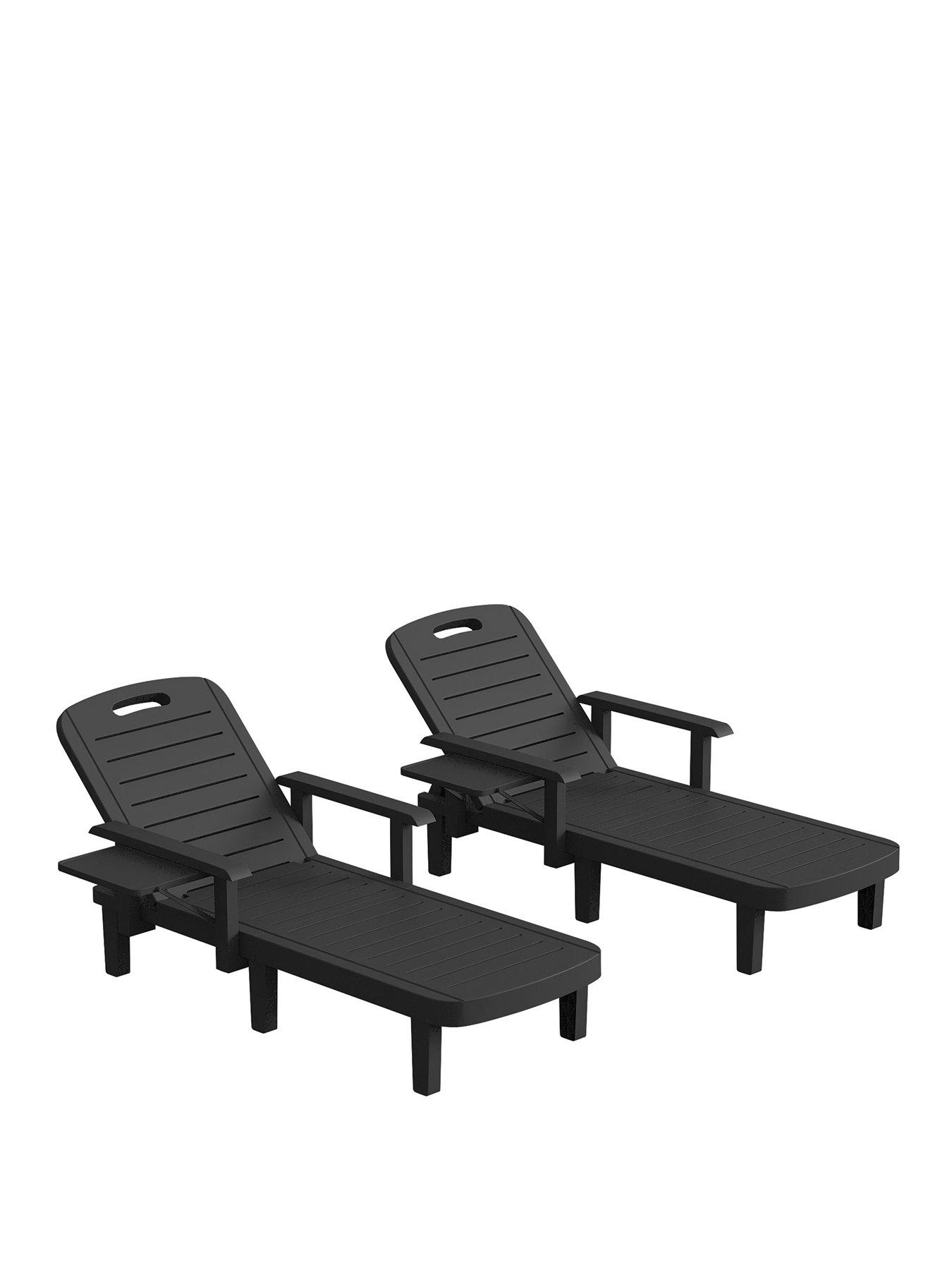 Image 2 of 7 of OutSunny Set 2 Sun Lounger- Brown