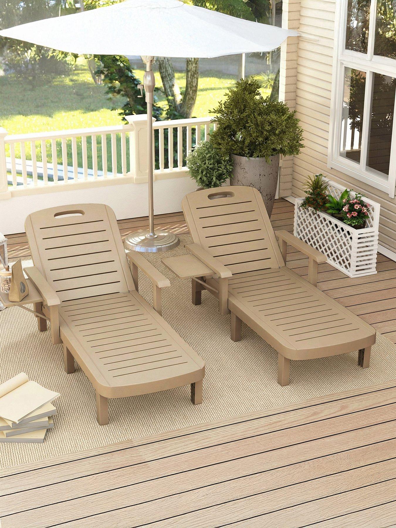 OutSunny Set 2 Sun Lounger- Natural