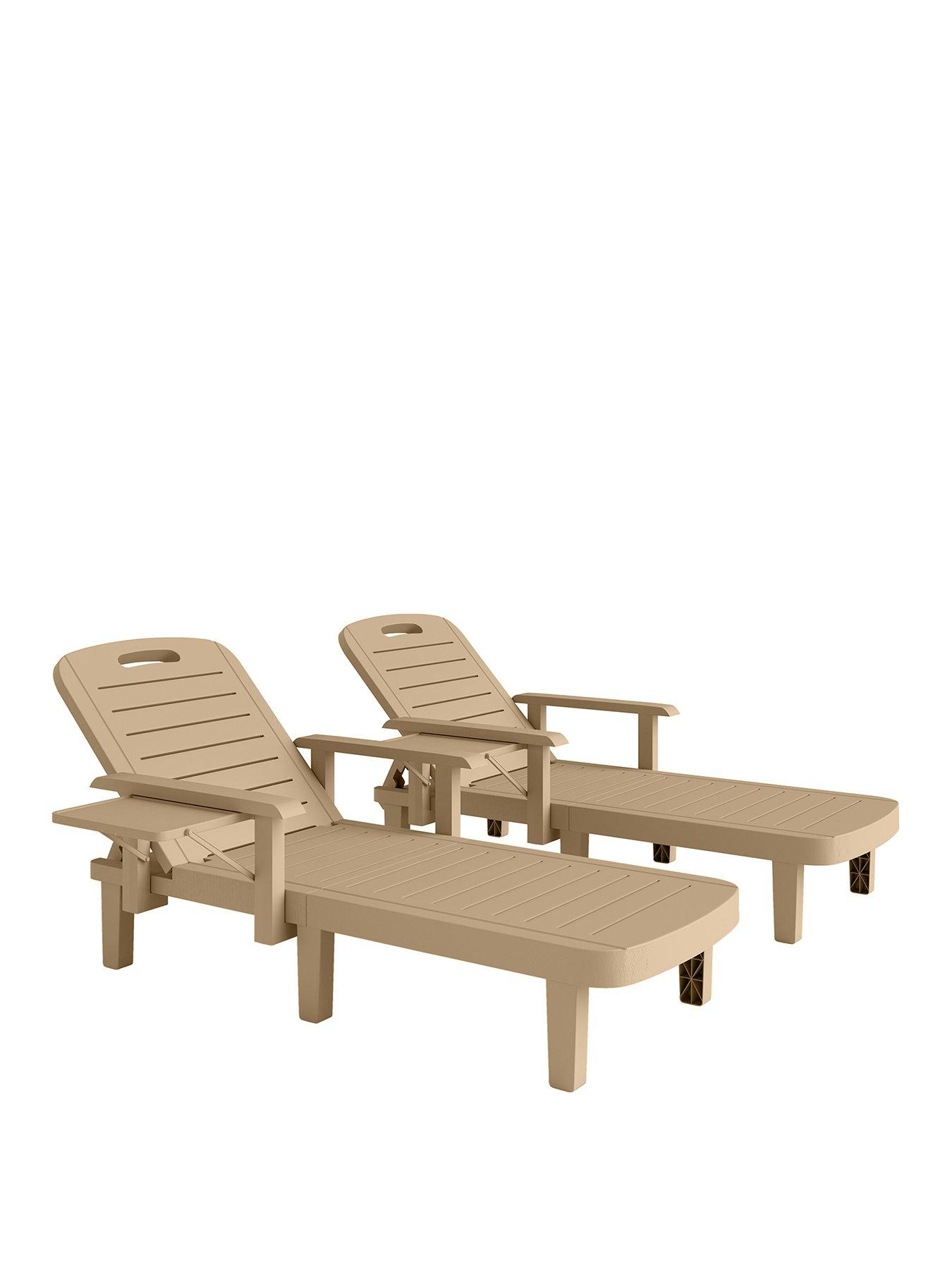 Image 2 of 7 of OutSunny Set 2 Sun Lounger- Natural