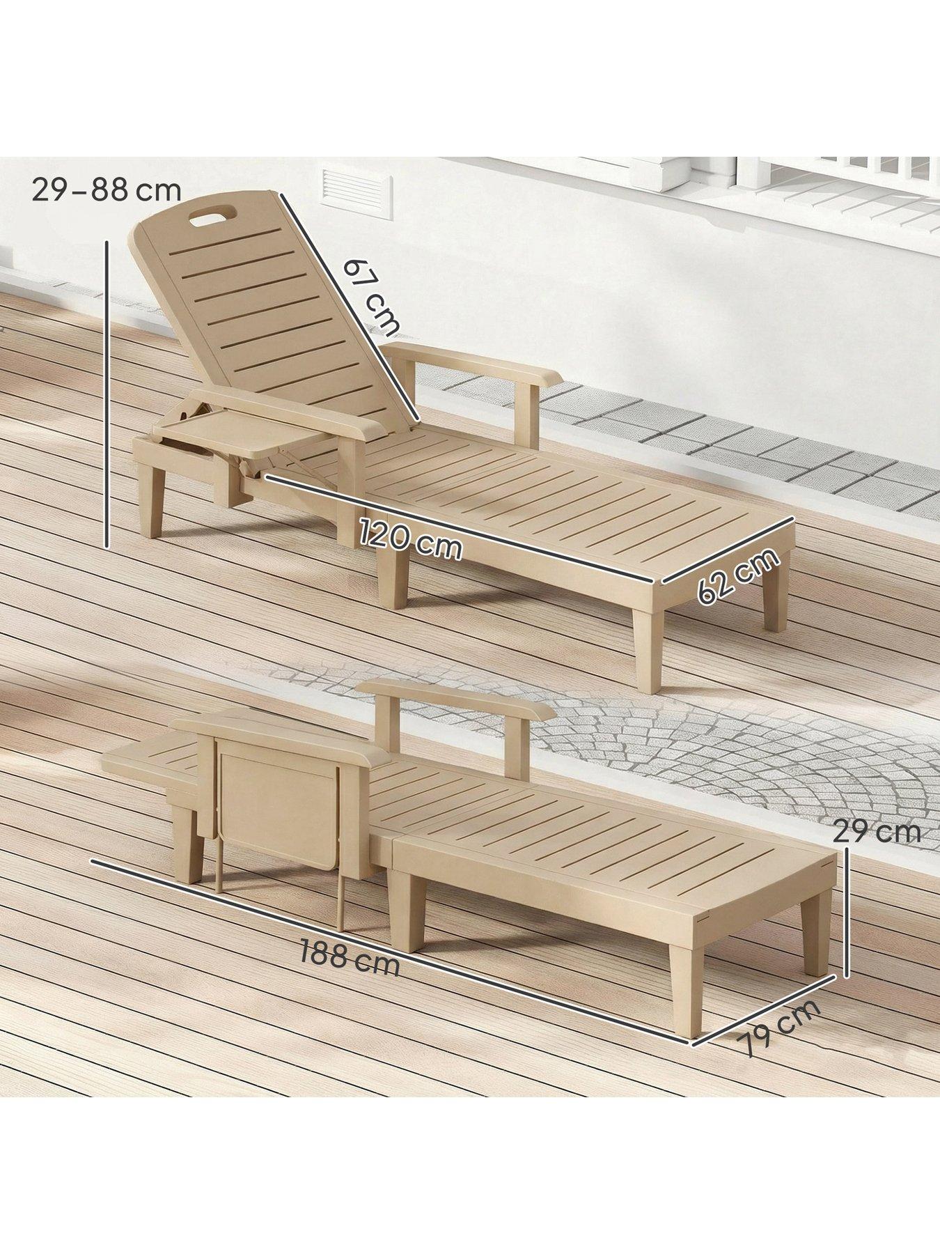 Image 3 of 7 of OutSunny Set 2 Sun Lounger- Natural